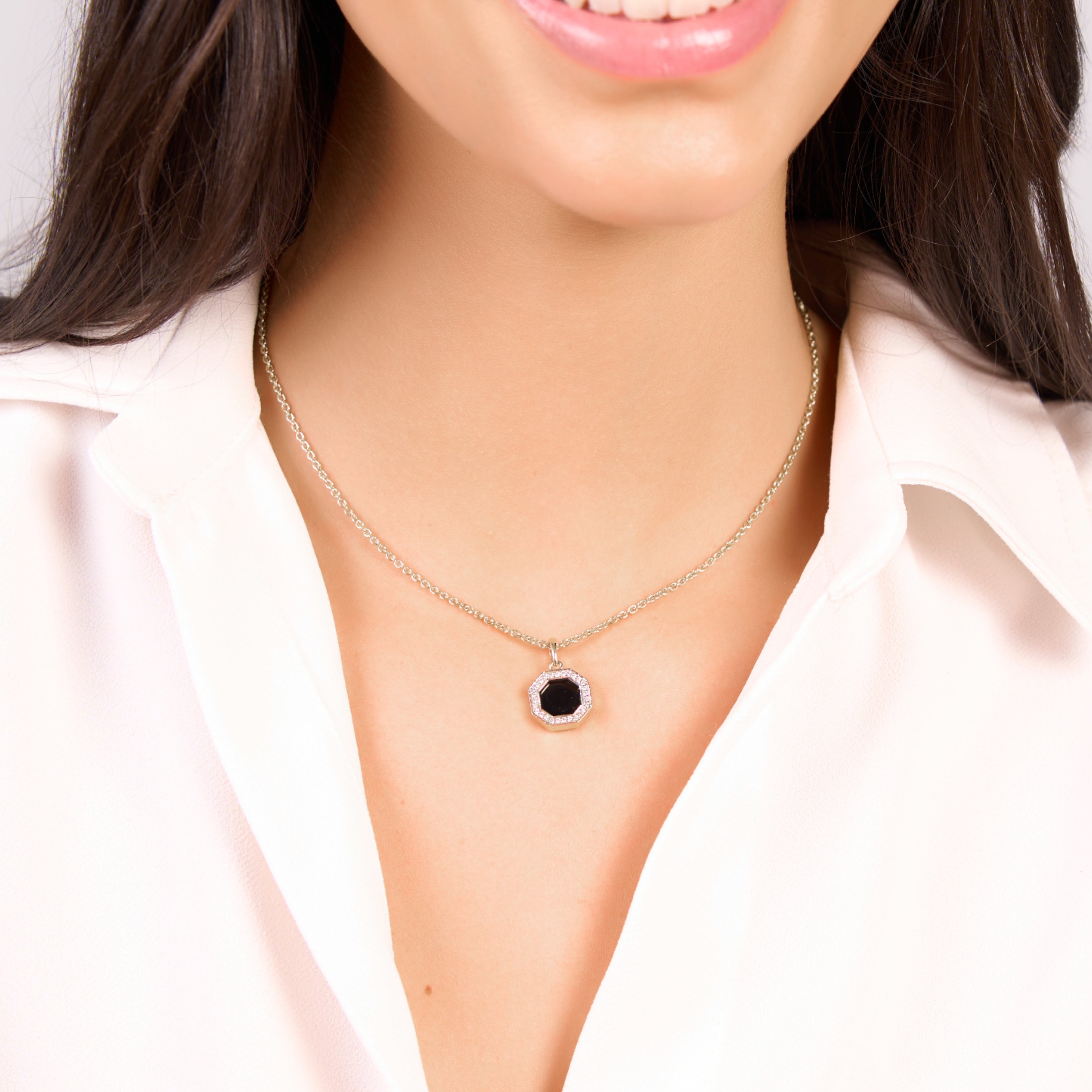 Black onyx online diamond necklace