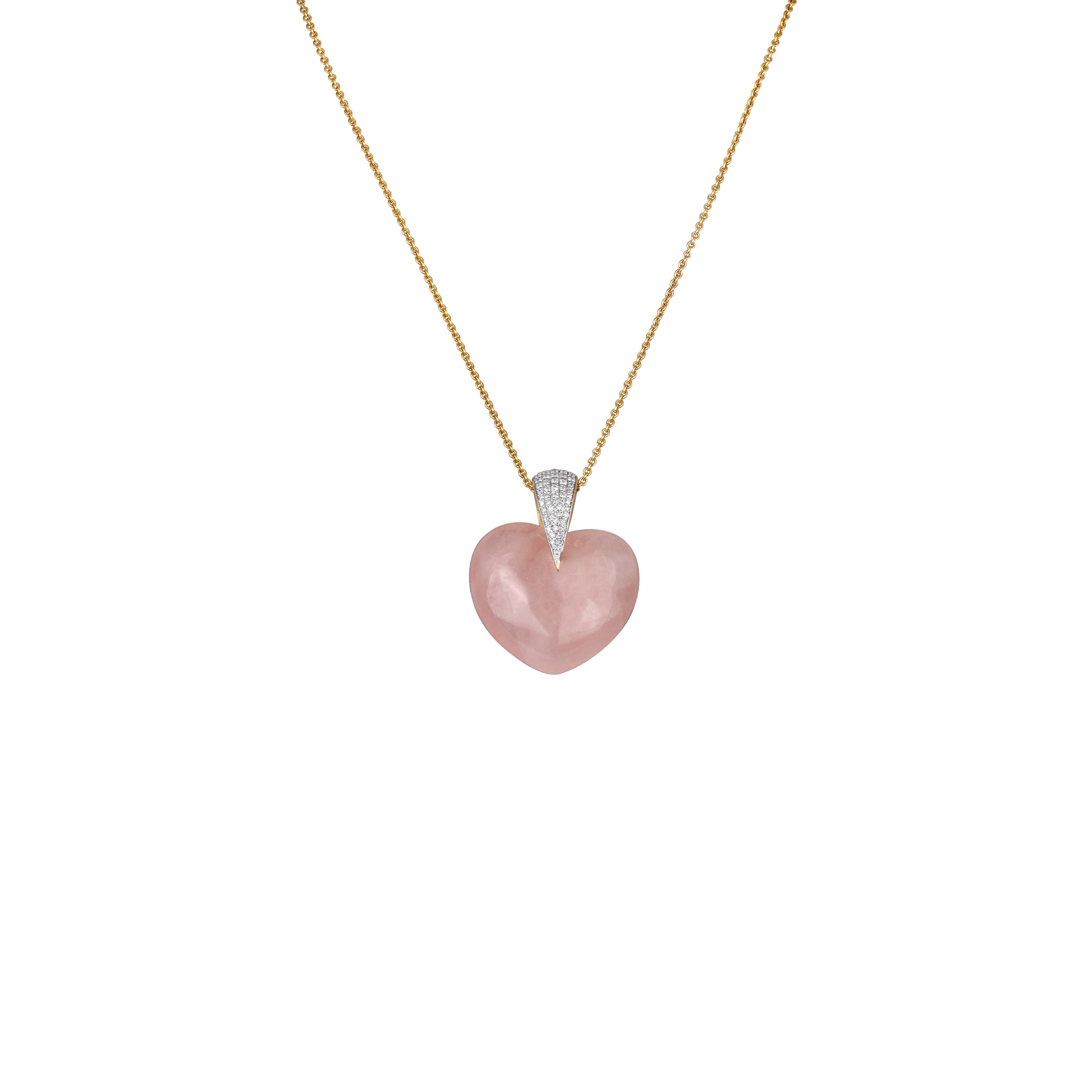 Rose Quartz Heart Diamond Chain Pendant – KAJ Fine Jewellery
