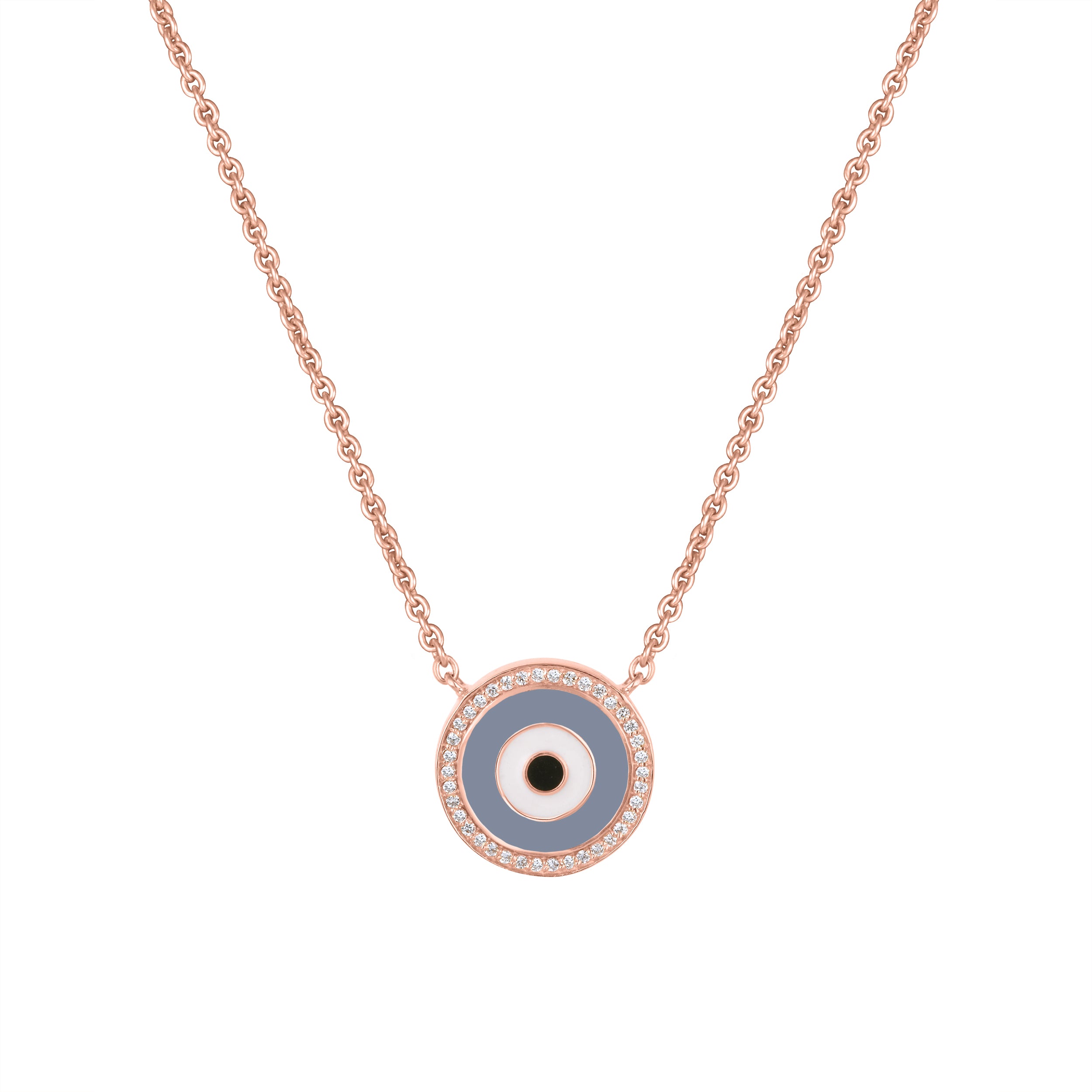 Enamel Evil Eye Diamond Chain Necklace