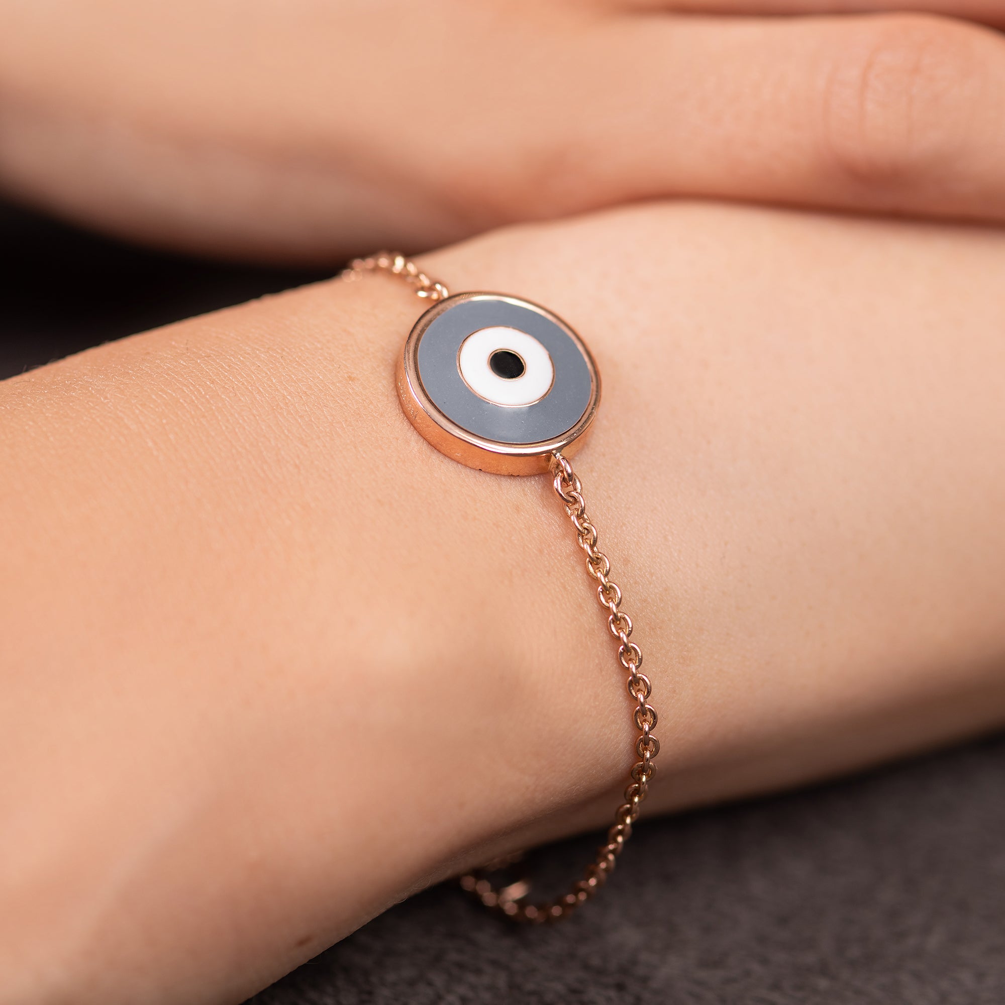 Round Grey Enamel Evil Eye Chain Bracelet – KAJ Fine Jewellery