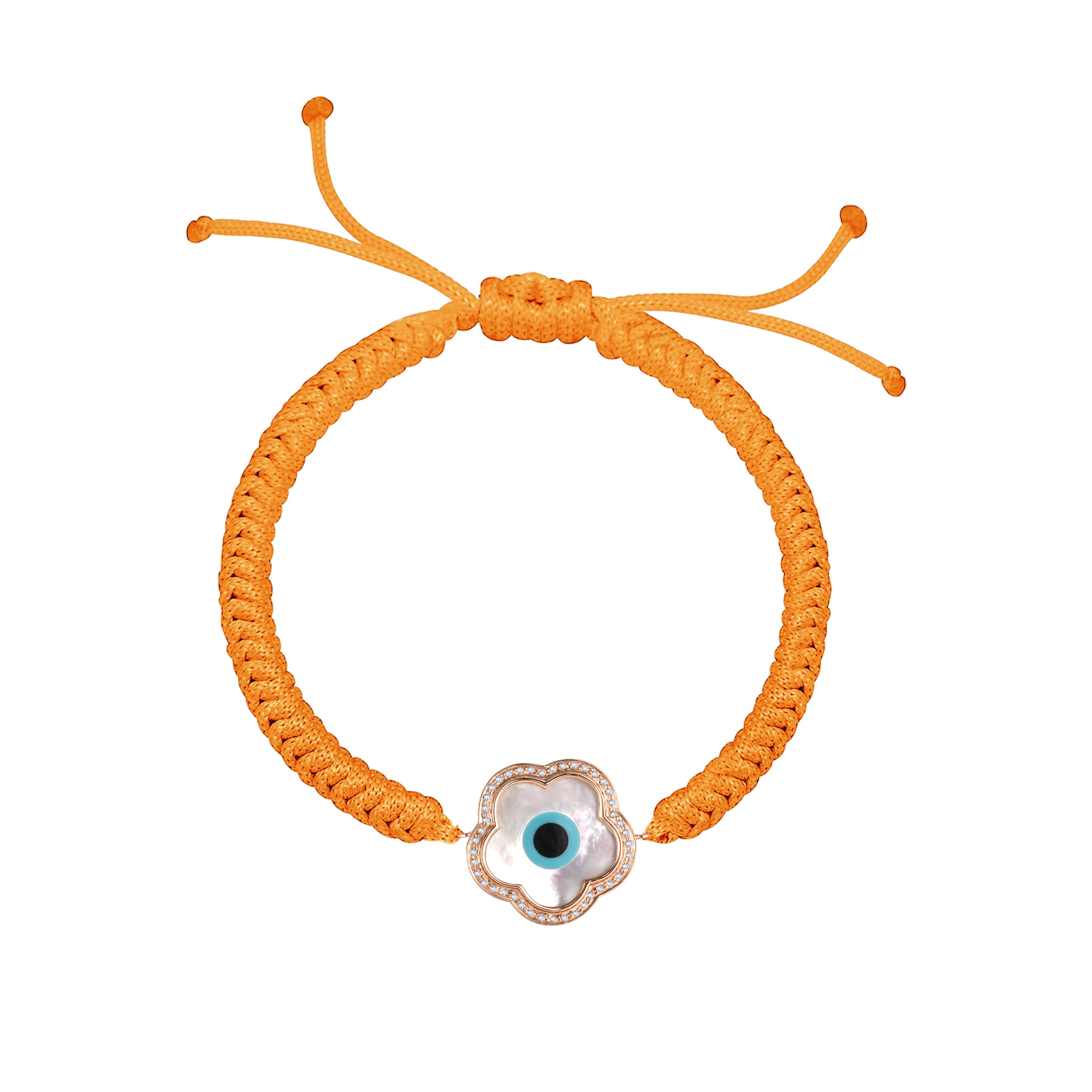 Large Flower Evil Eye Diamond Cord Rakhi Bracelet