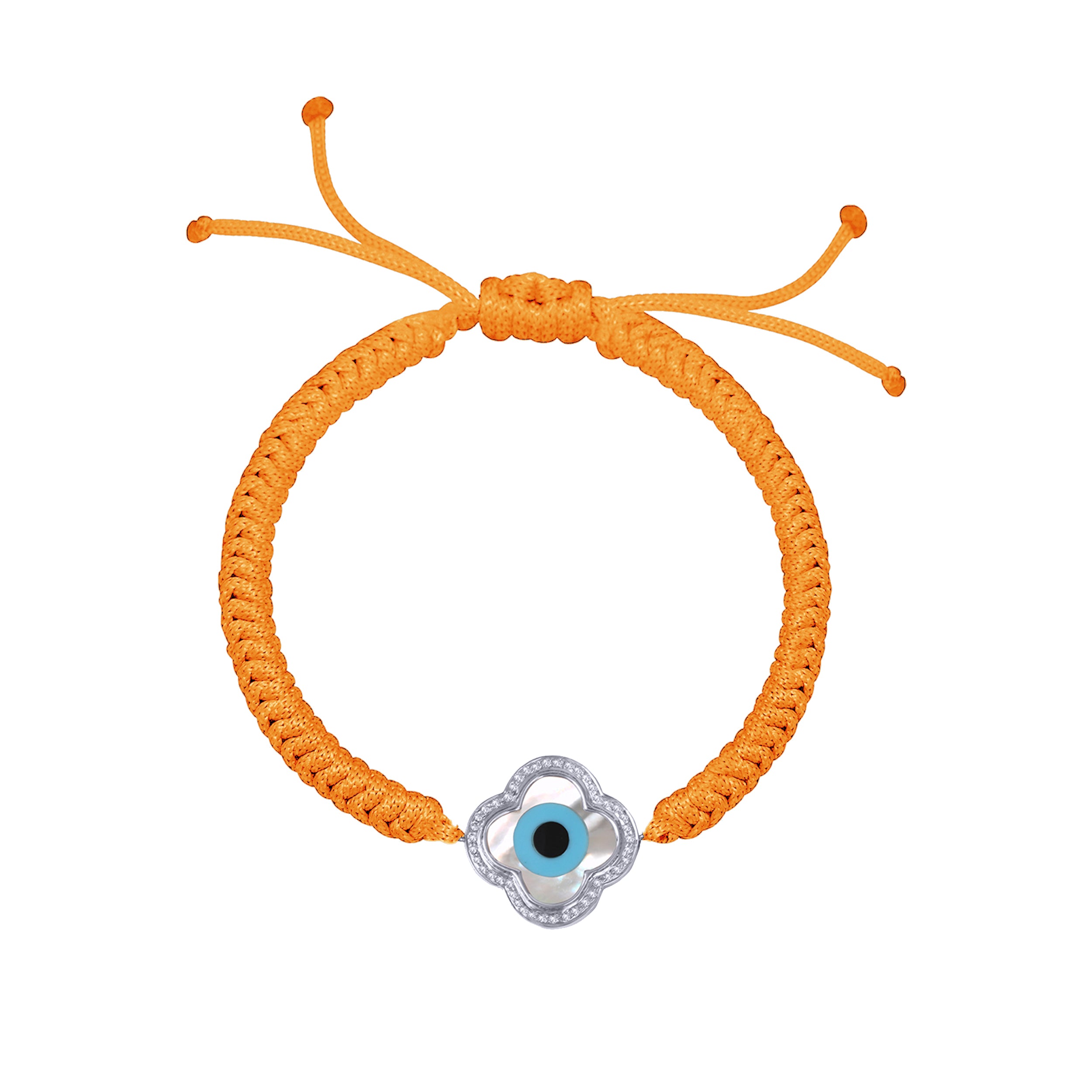Large Clover Evil Eye Diamond Cord Rakhi Bracelet