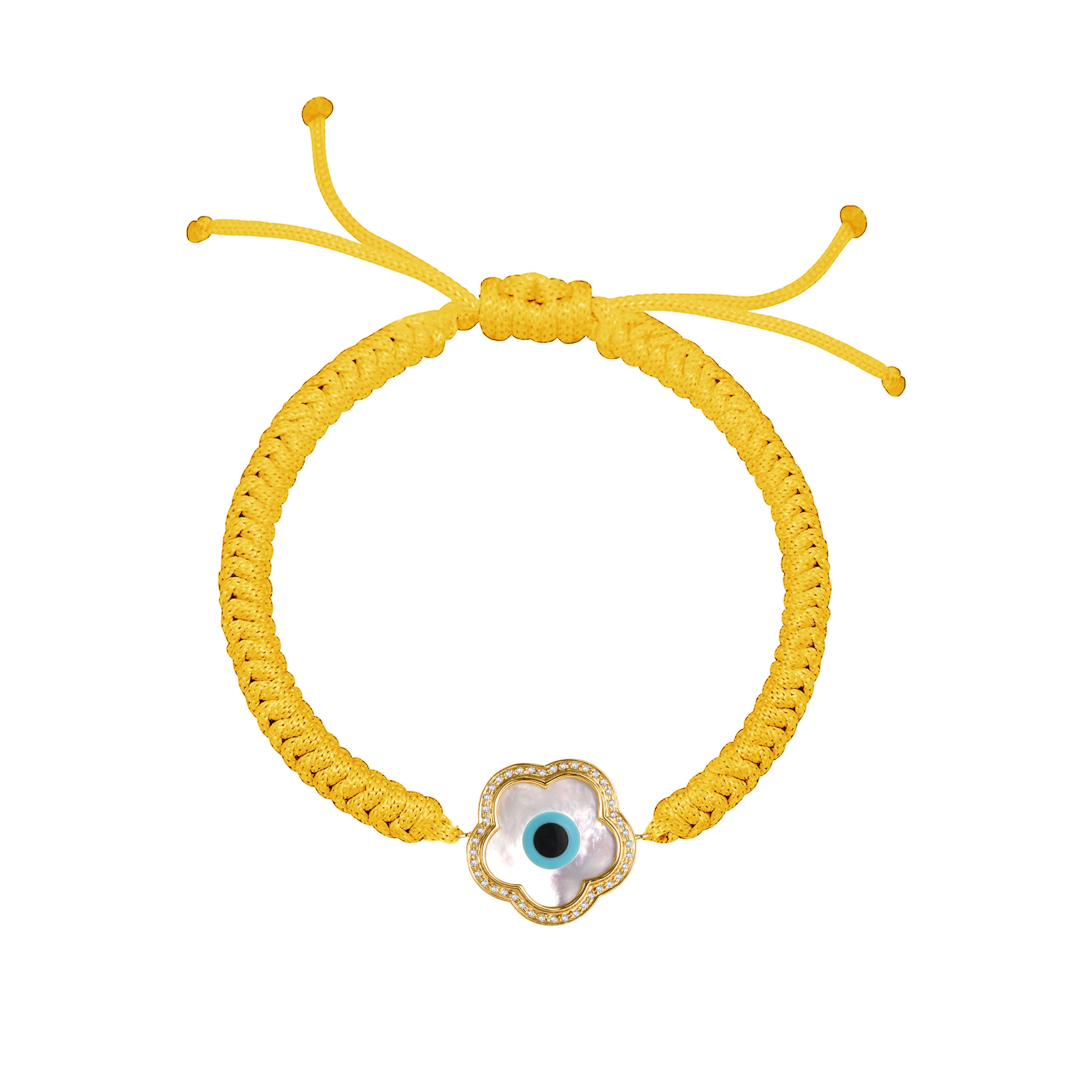 Large Flower Evil Eye Diamond Cord Rakhi Bracelet