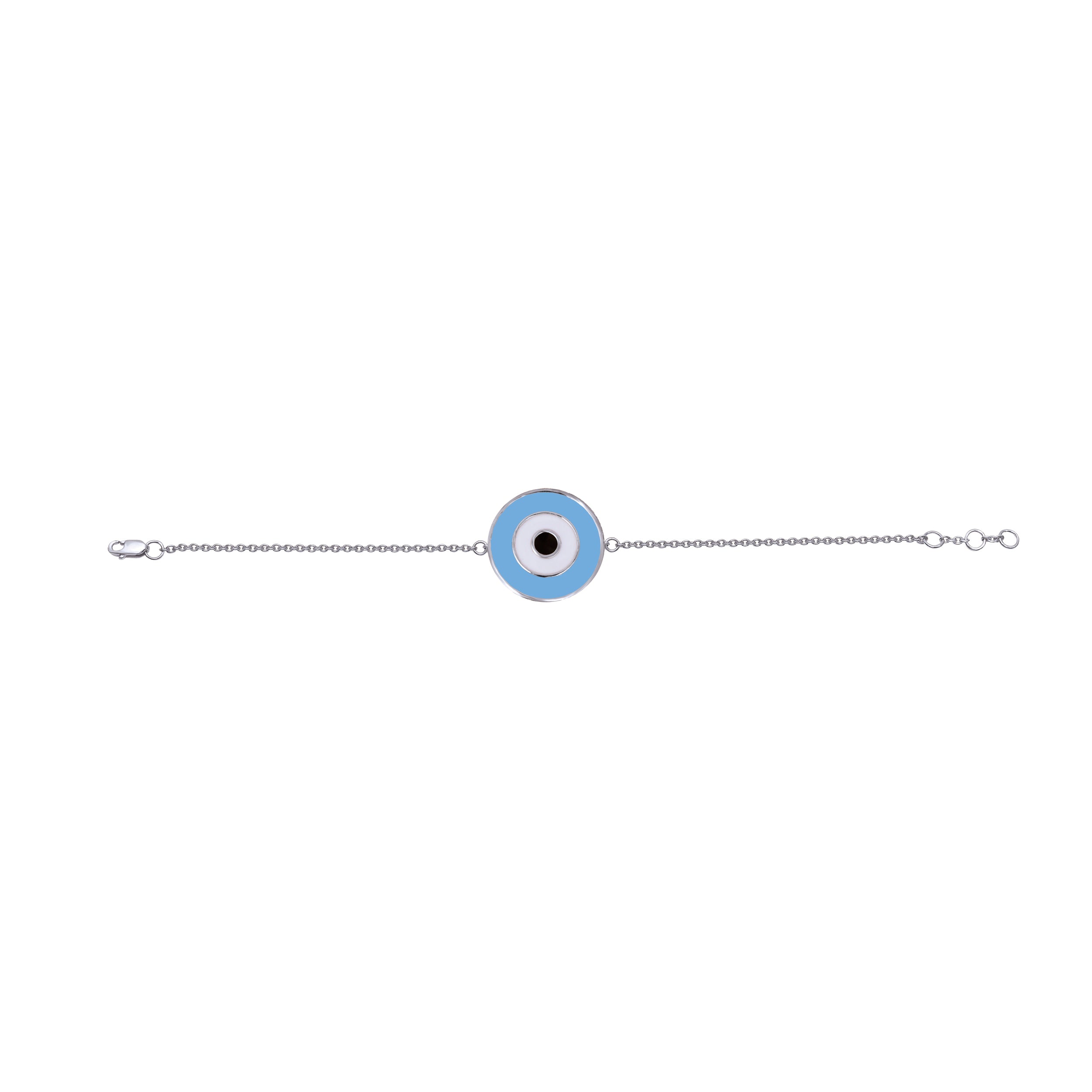 Round Blue Enamel Evil Eye Chain Bracelet