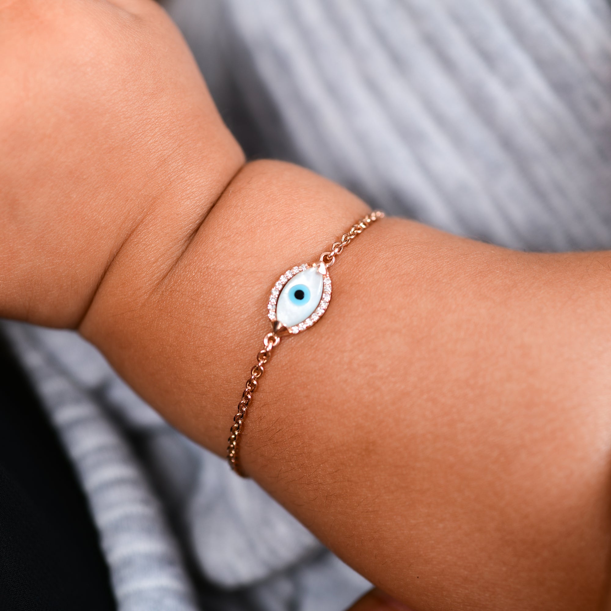 Baby Classic Marquise Evil Eye Diamond Chain Bracelet