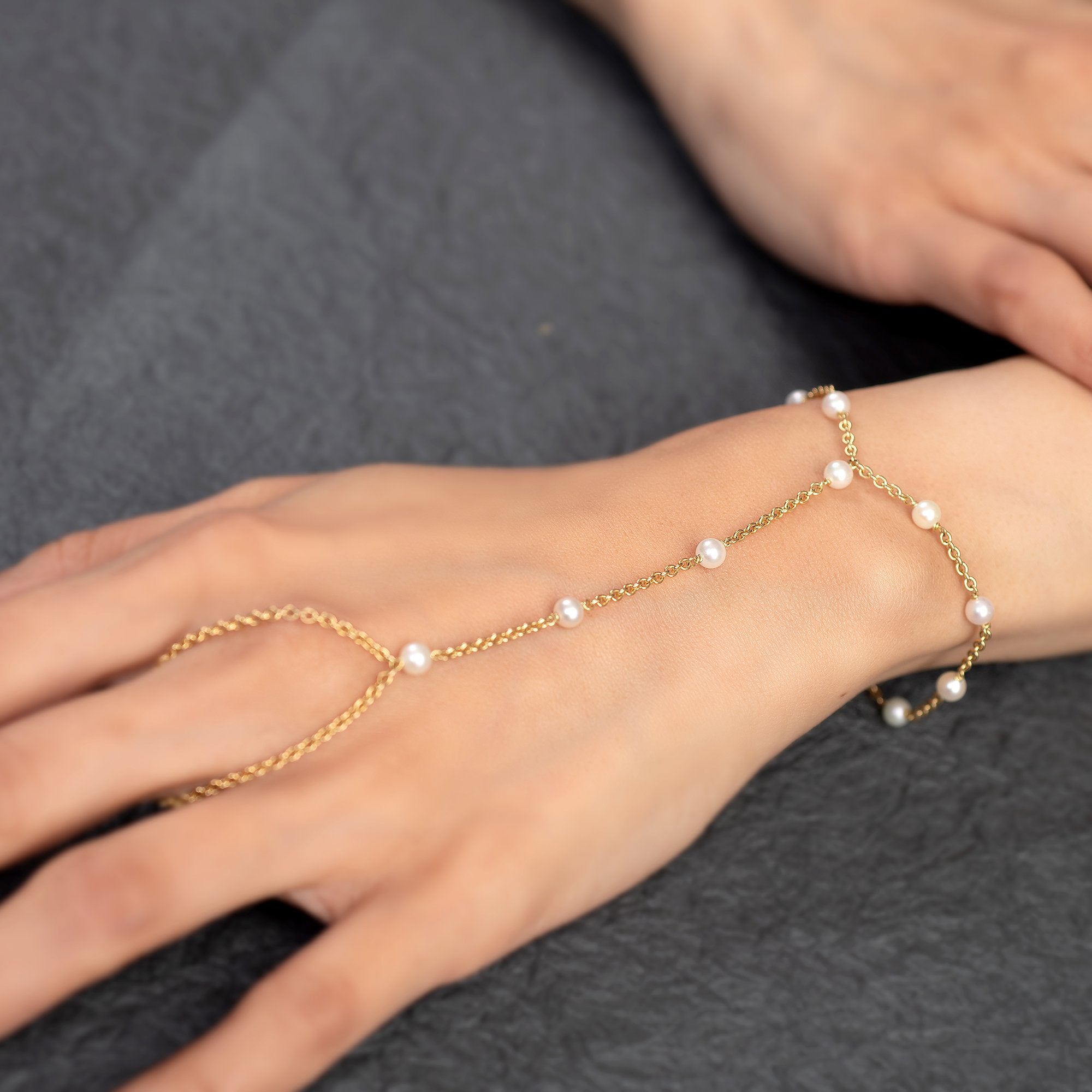 Pearl bracelet clearance with ring attached