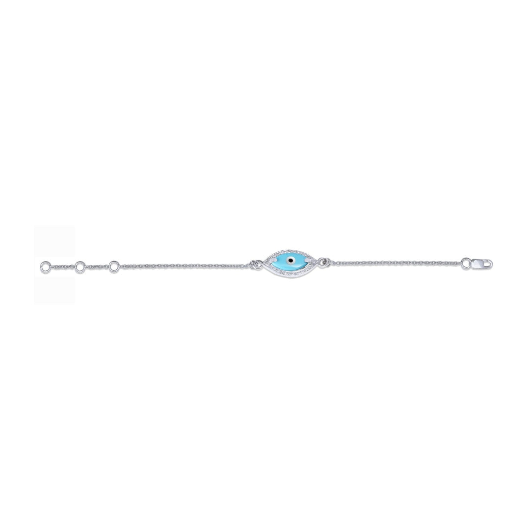 Baby Marquise Turquoise Evil Eye Diamond Chain Bracelet
