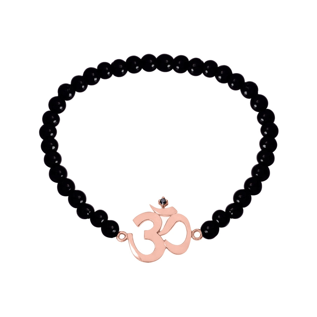 Om Black Onyx Bead Bracelet