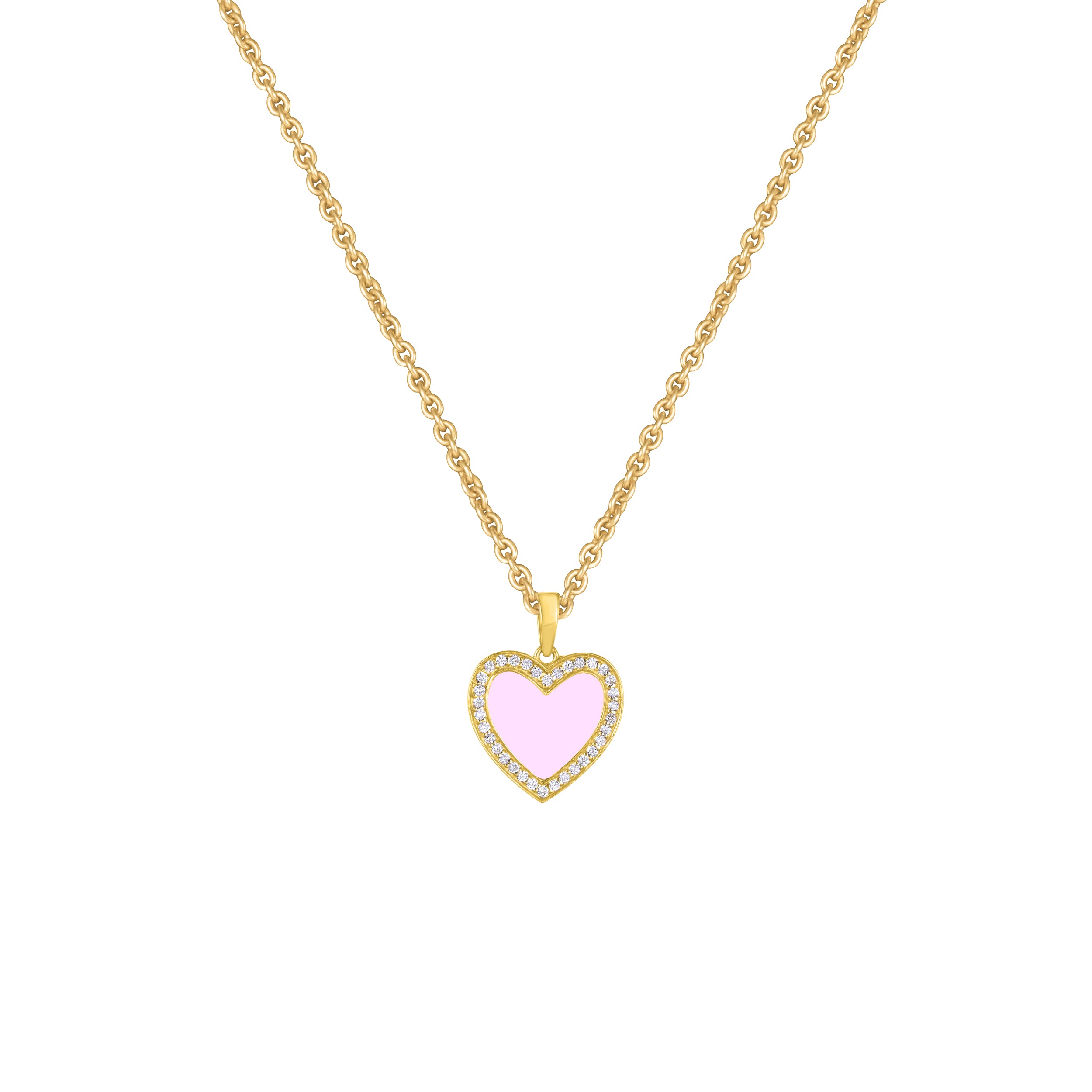 Heart Enamel Diamond Chain Pendant