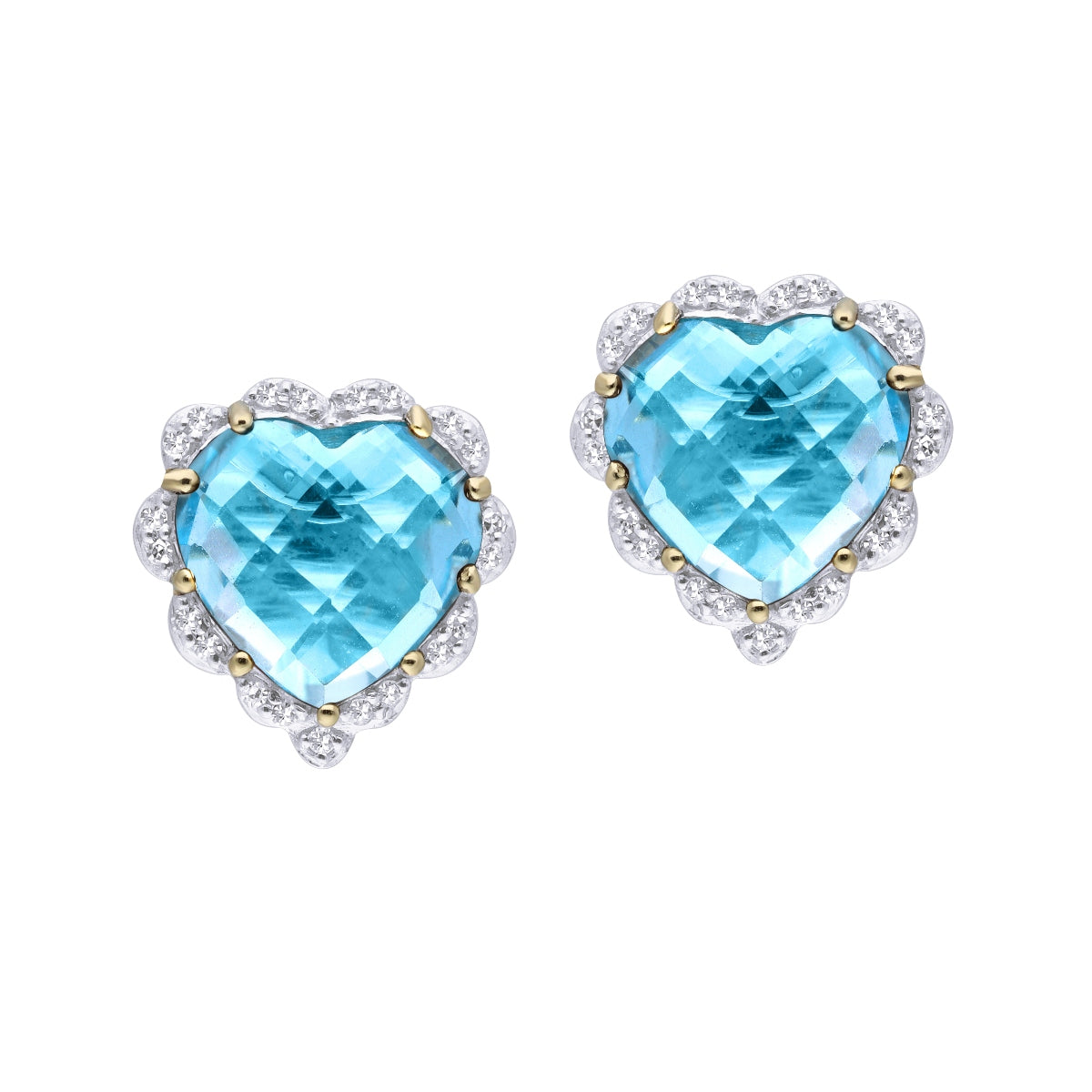 Blue Topaz Heart Diamond Studs