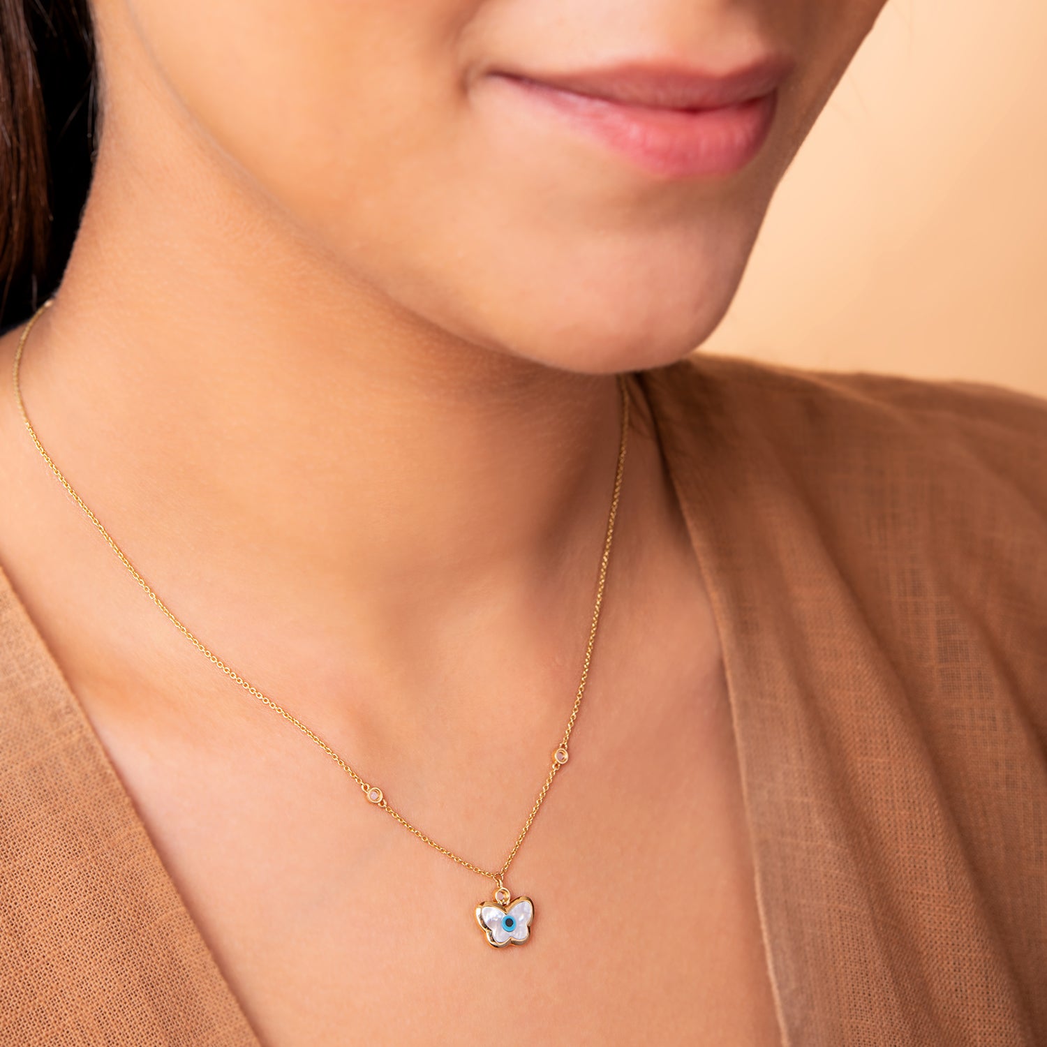 KAJ Small Butterfly Evil Eye Chain Pendant – KAJ Fine Jewellery