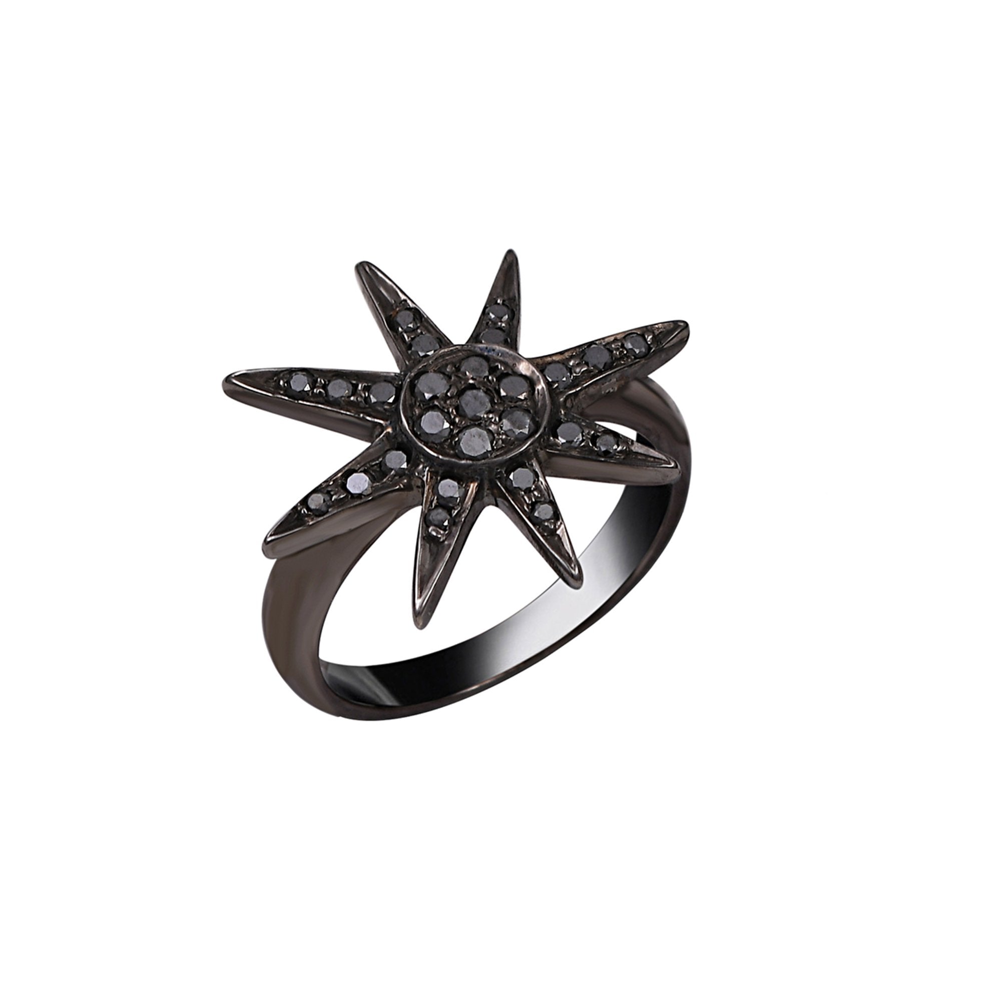 Star Black Diamond Midi Ring