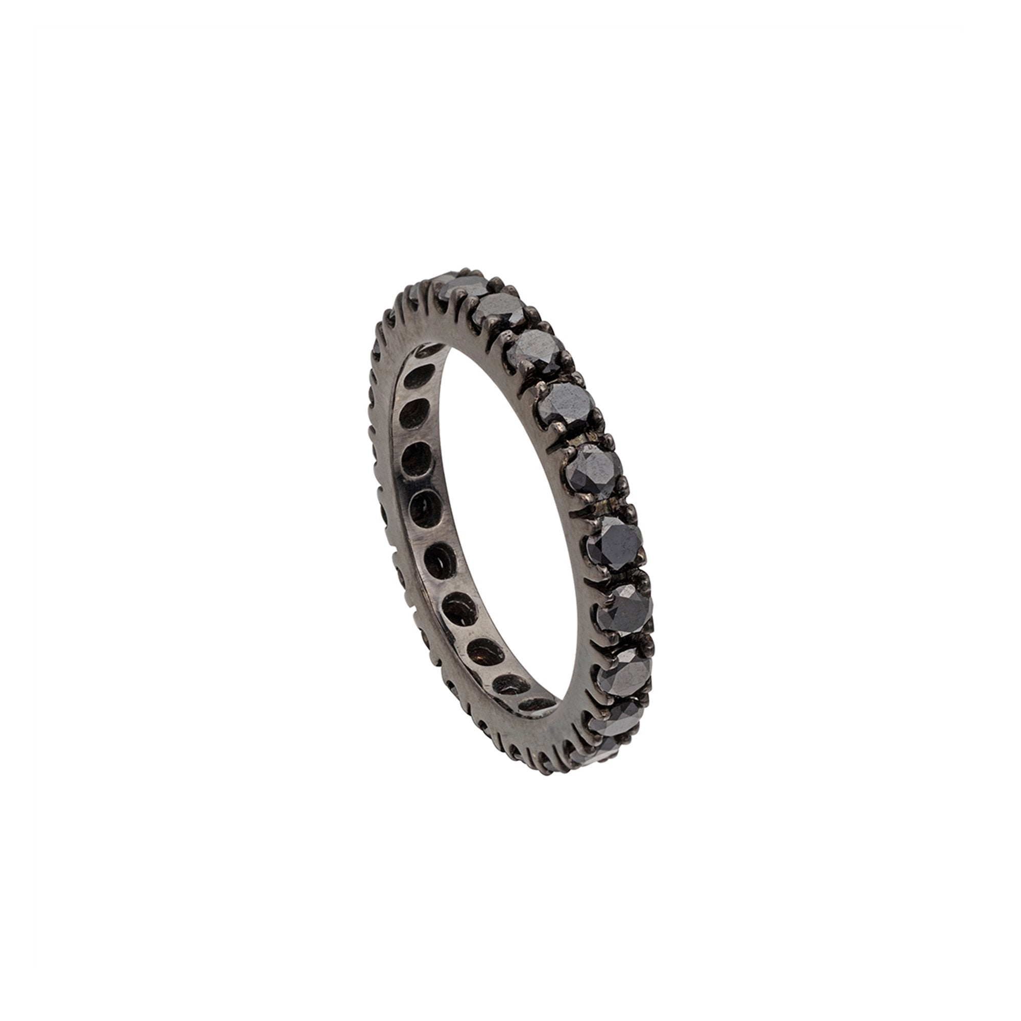 Black Diamond Stackable Eternity Midi Ring