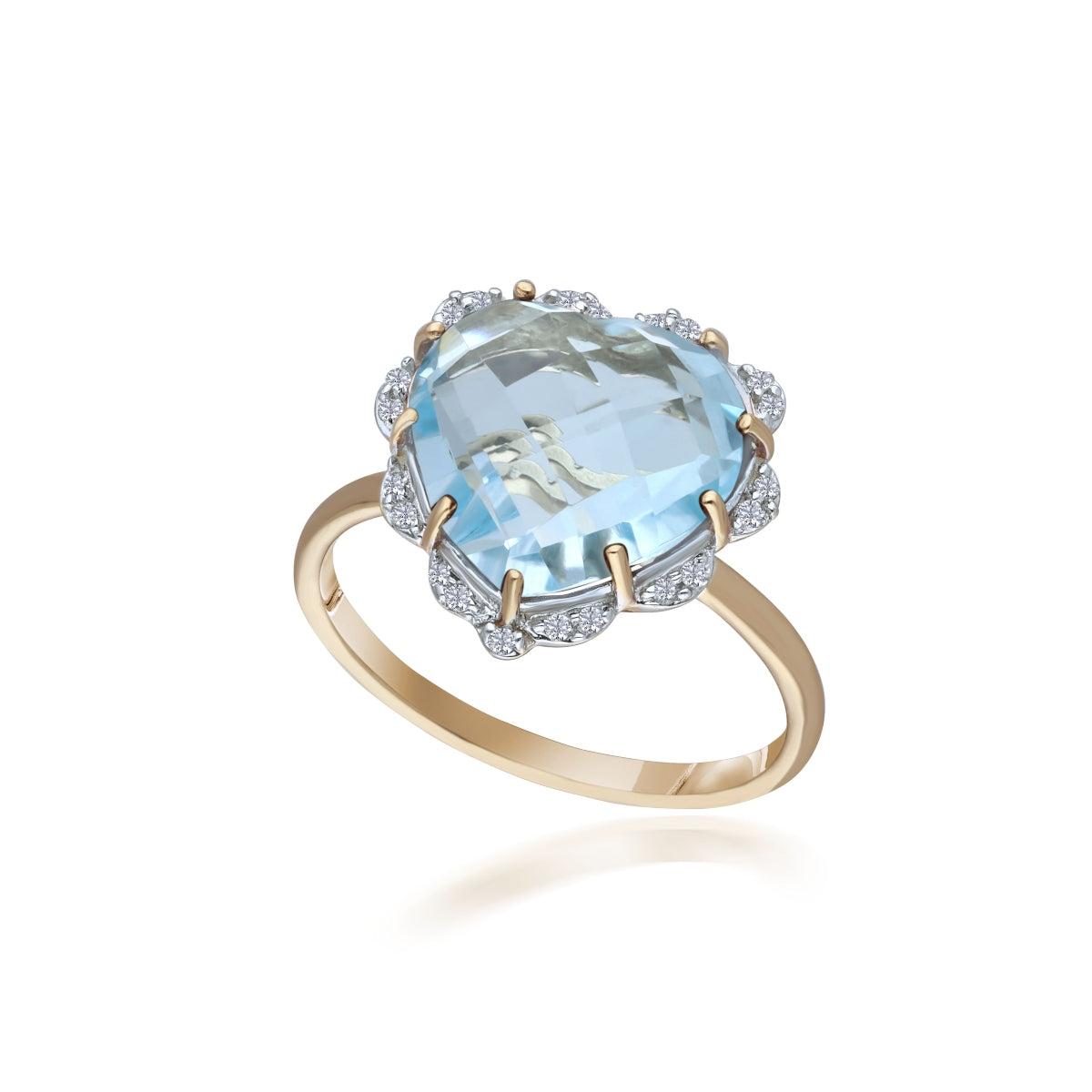 Blue Topaz Heart Diamond Ring