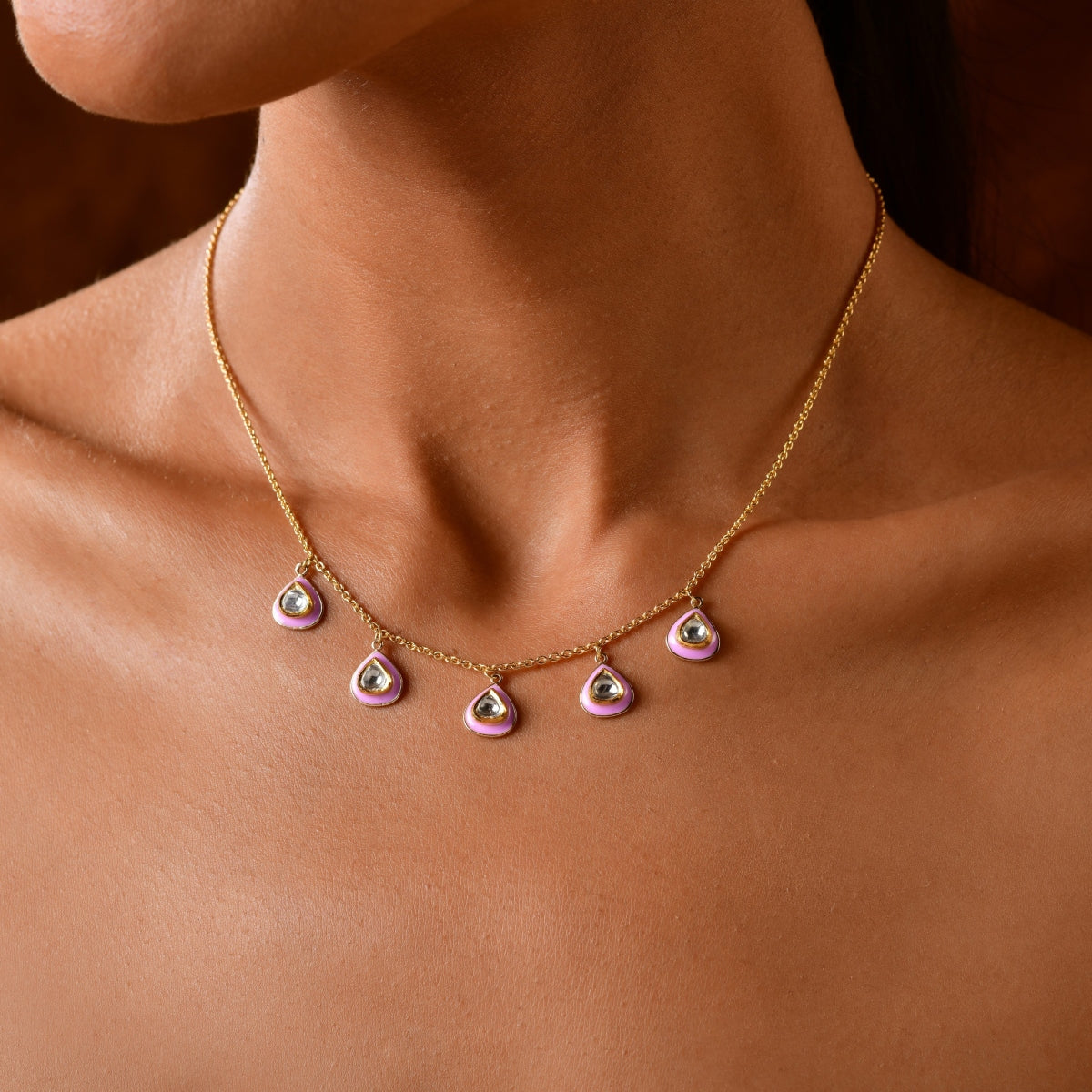 Delicate Enamel Uncut Diamond Necklace – KAJ Fine Jewellery