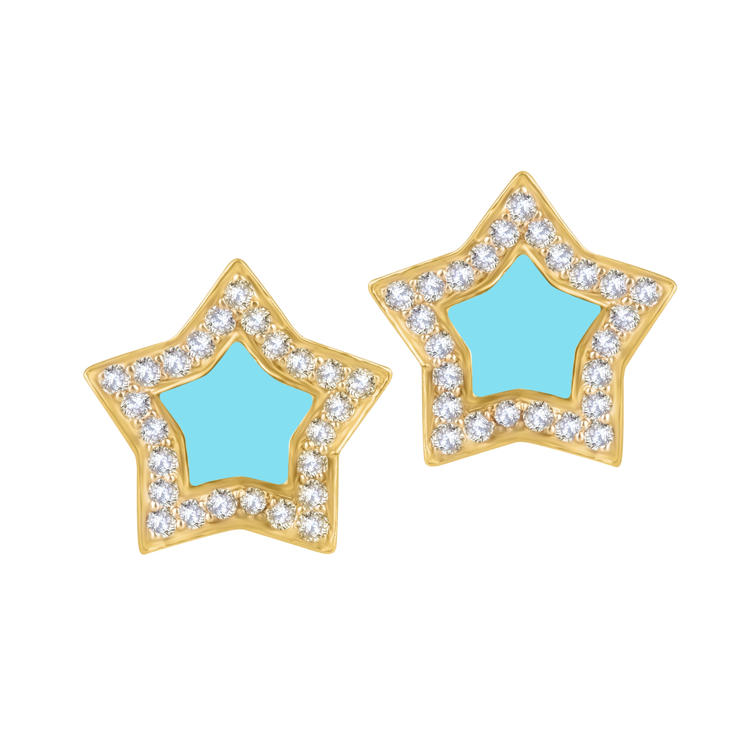 Star Blue Enamel Diamond Studs