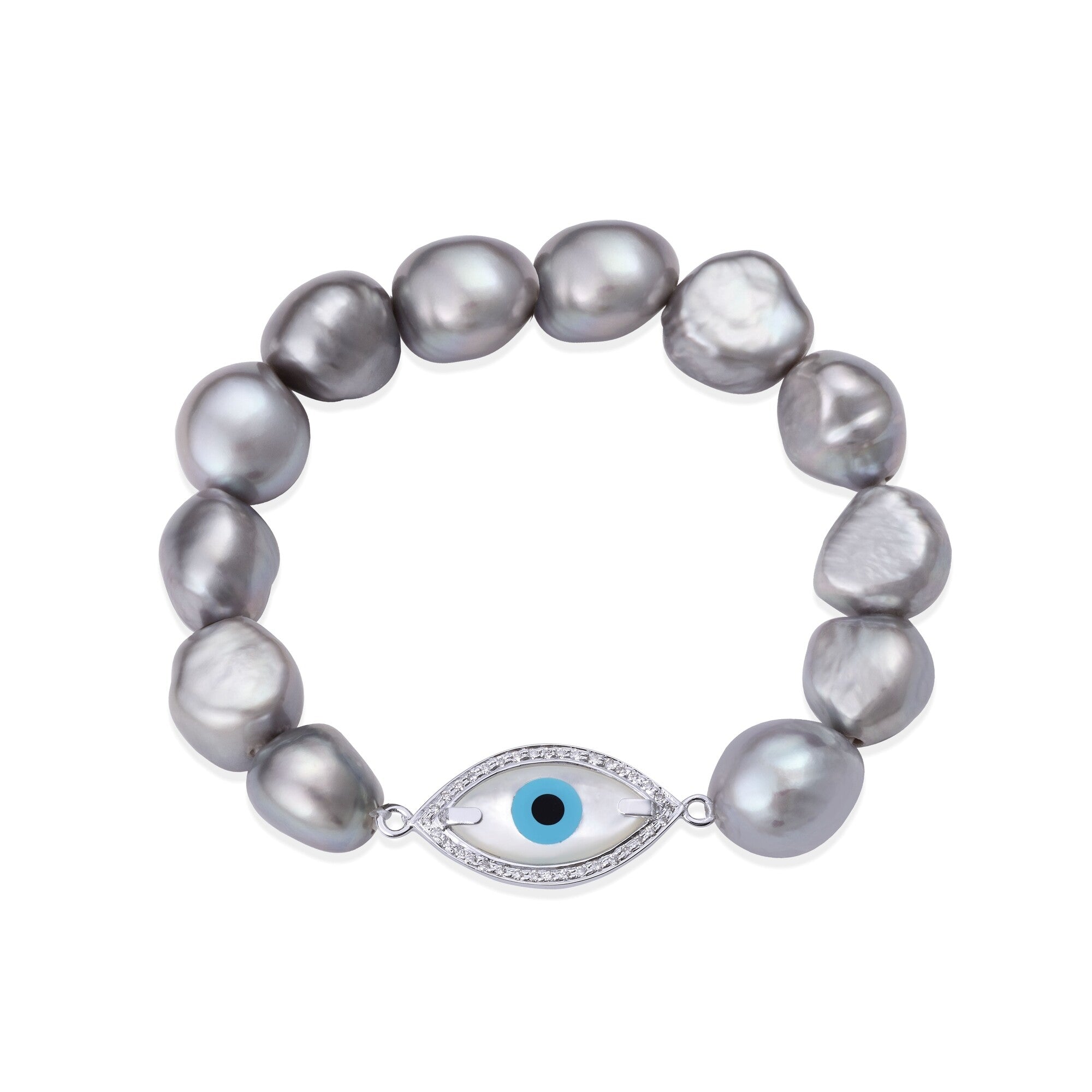 Medium Marquise Evil Eye Diamond Pearl Bracelet