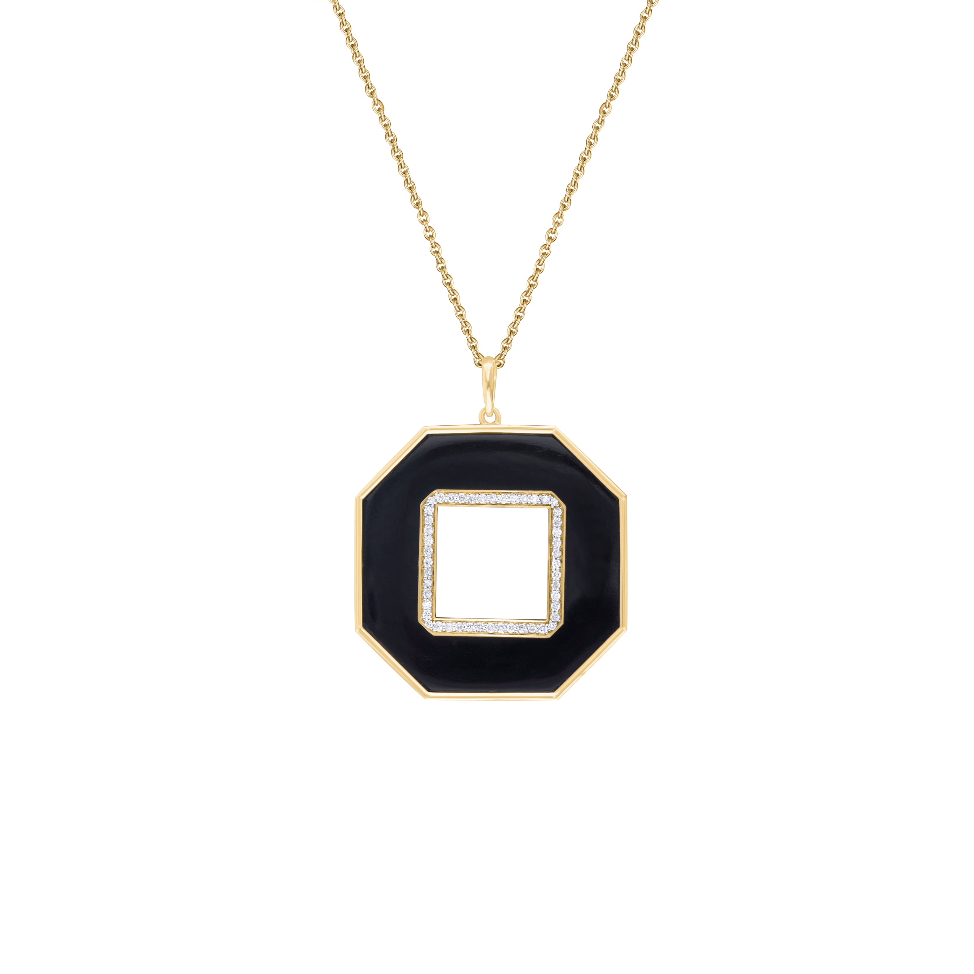 Large Octagon Black Onyx Diamond Pendant