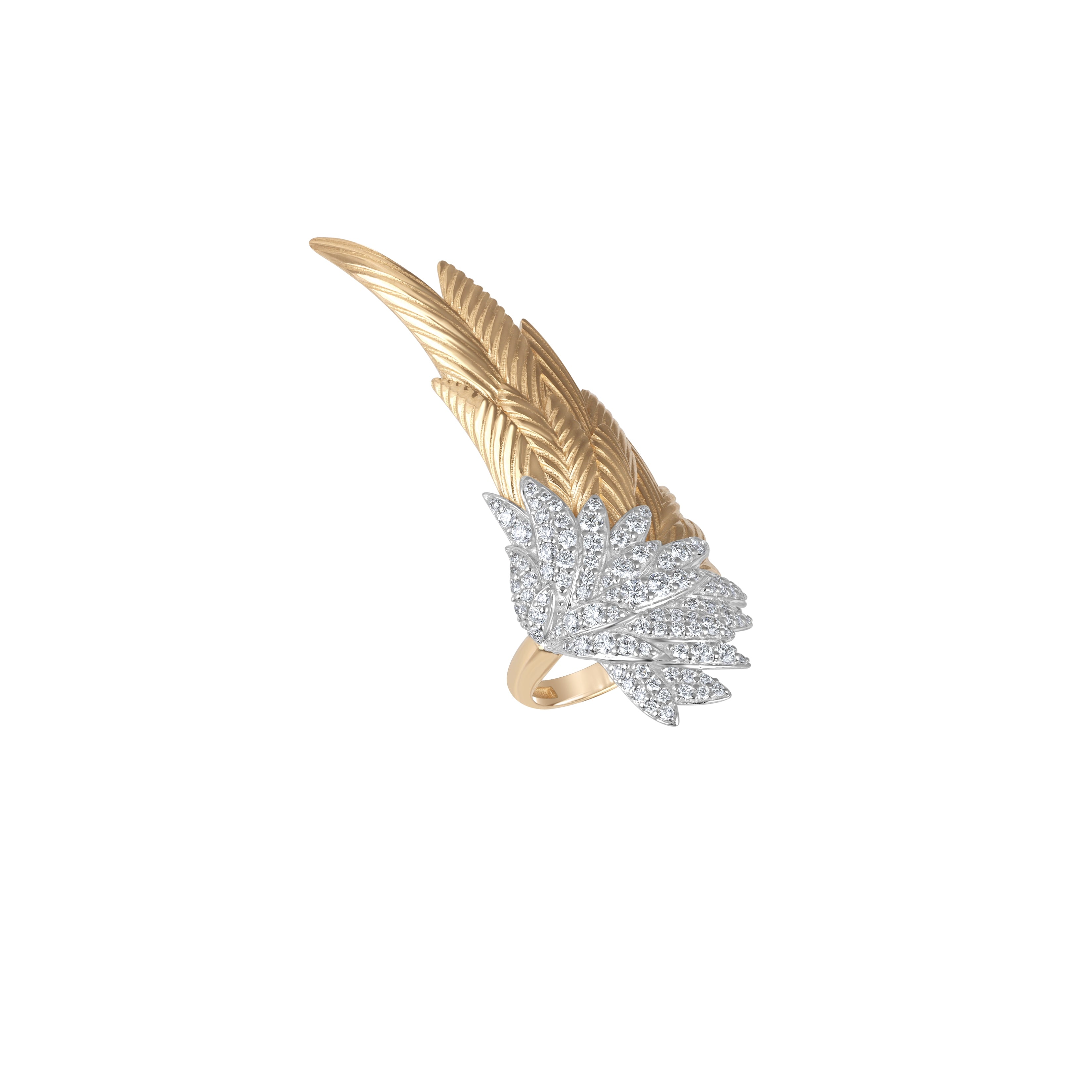 Winged Rings Winged Ring in Textured Gold and Diamonds – KAJ Fine Jewellery