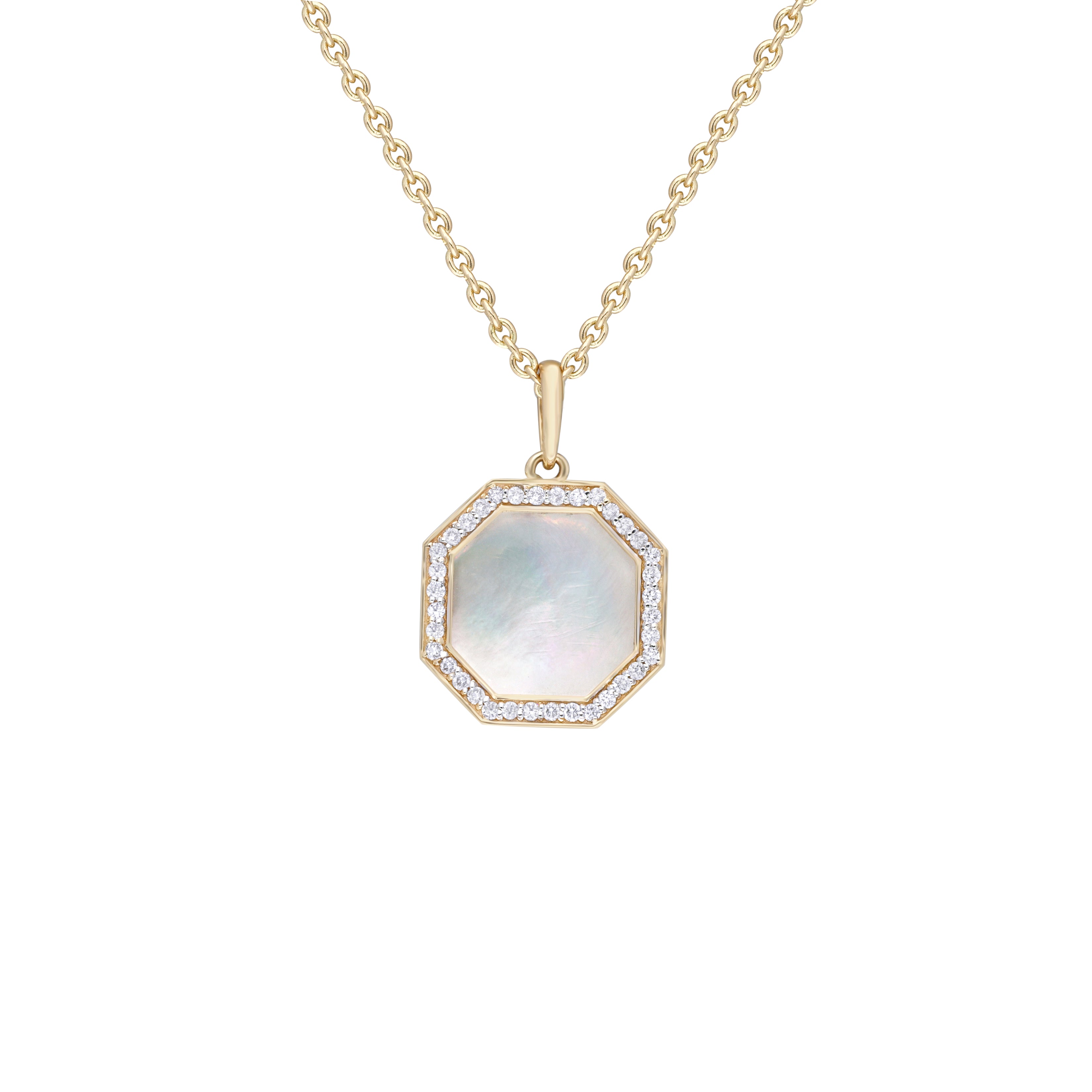 Octagon Mother of Pearl Diamond Chain Pendant