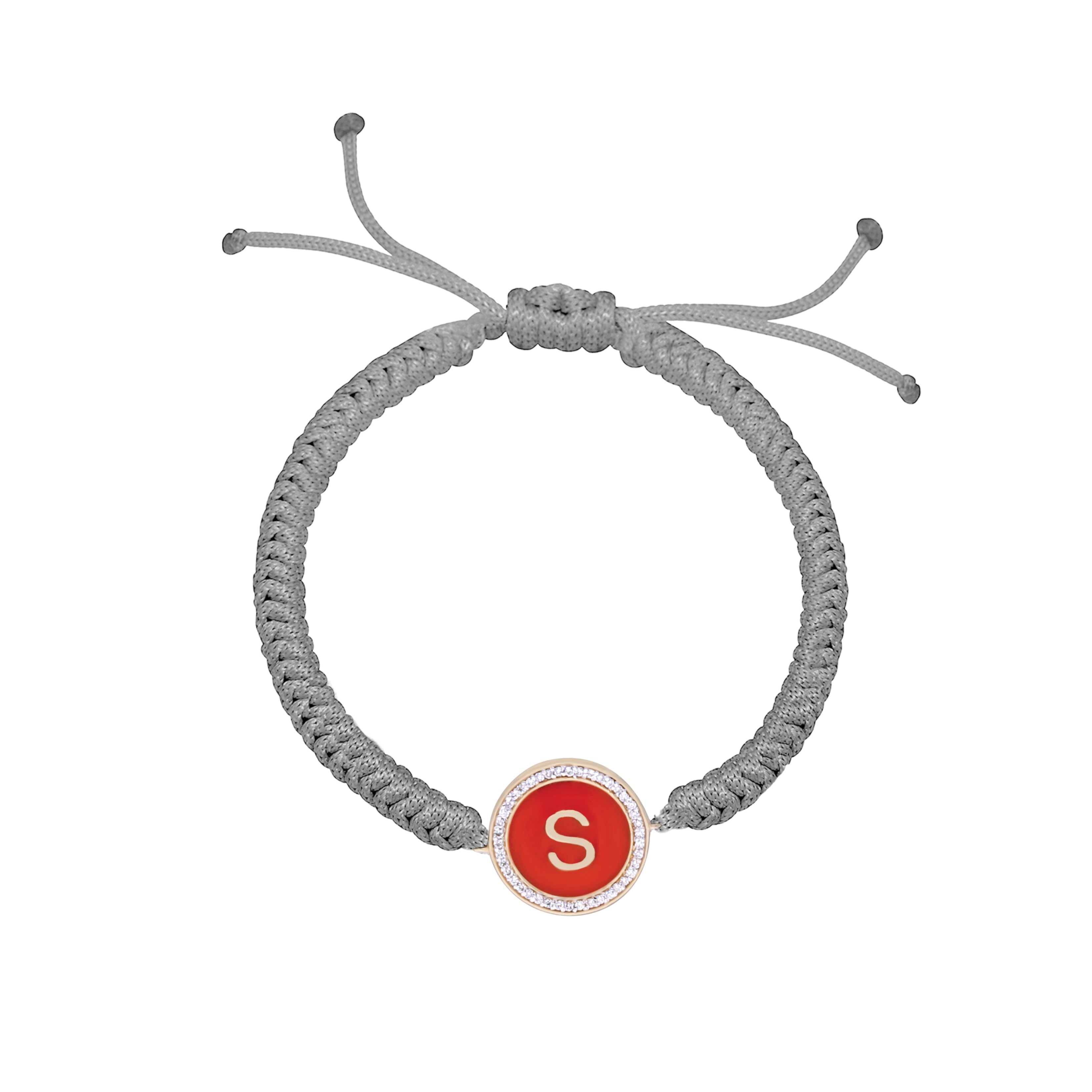 Personalised Enamel Diamond Cord Bracelet