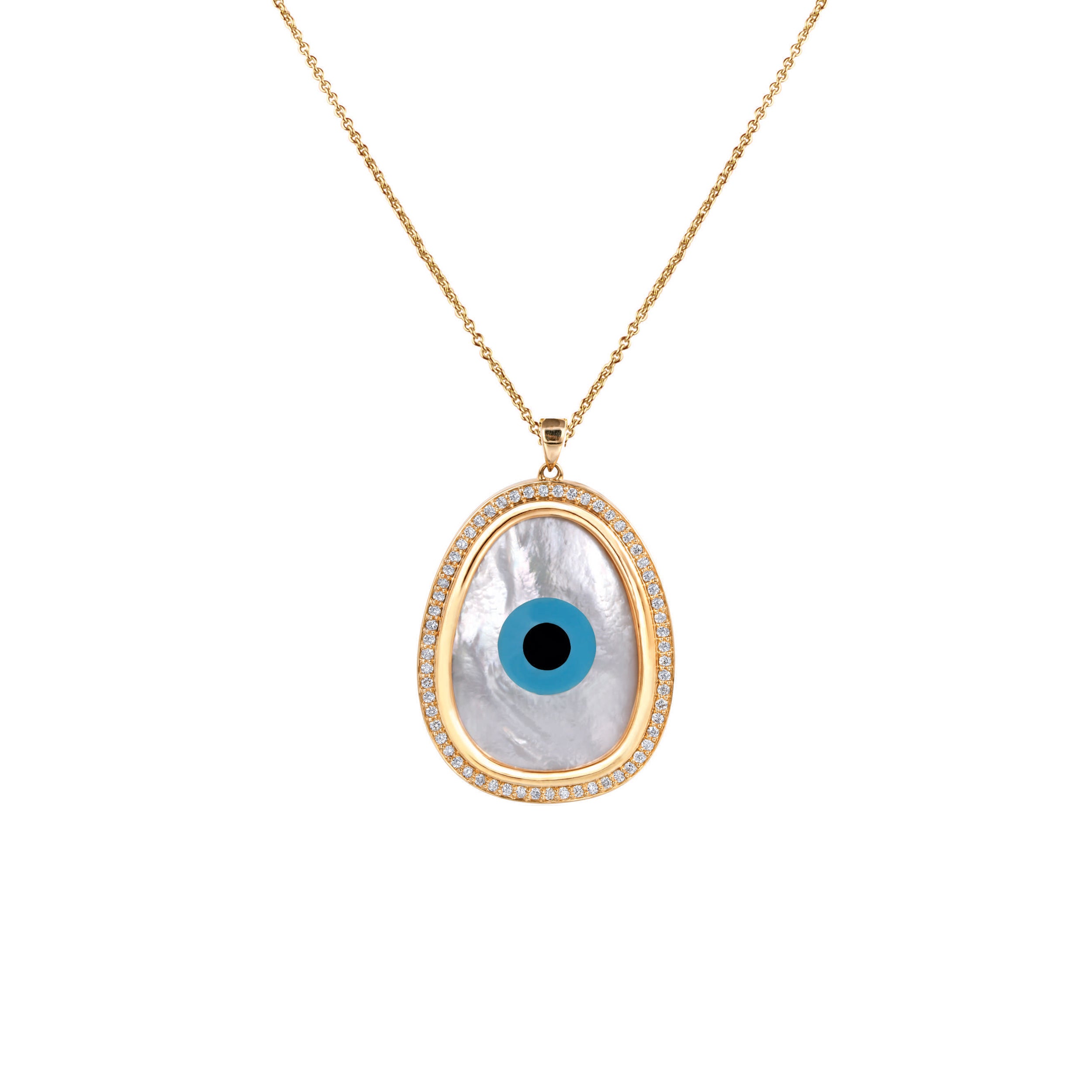 Oblong Evil Eye Diamond Chain Pendant