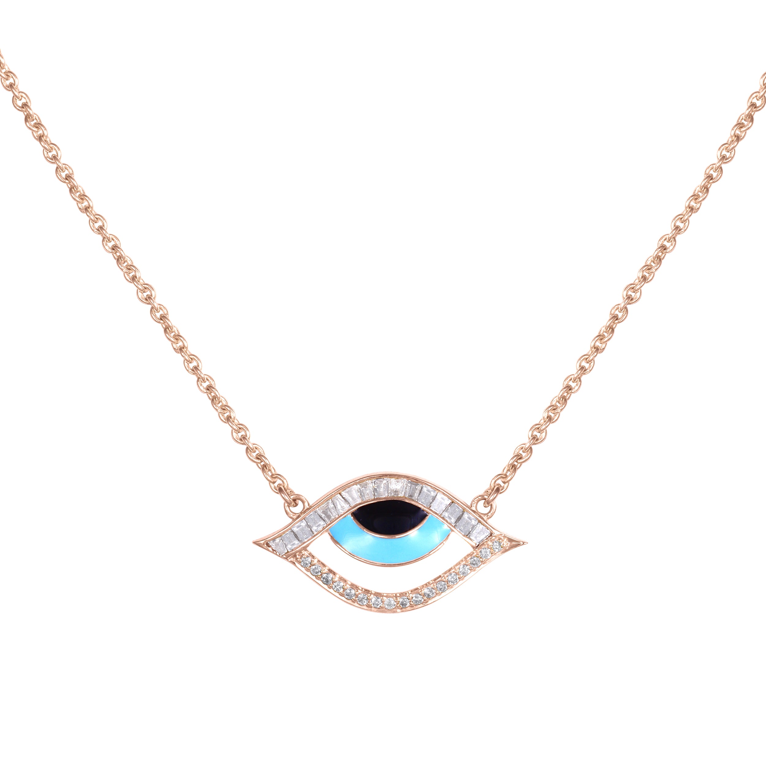 Marquise Enamel Evil Eye Diamond Chain Pendant