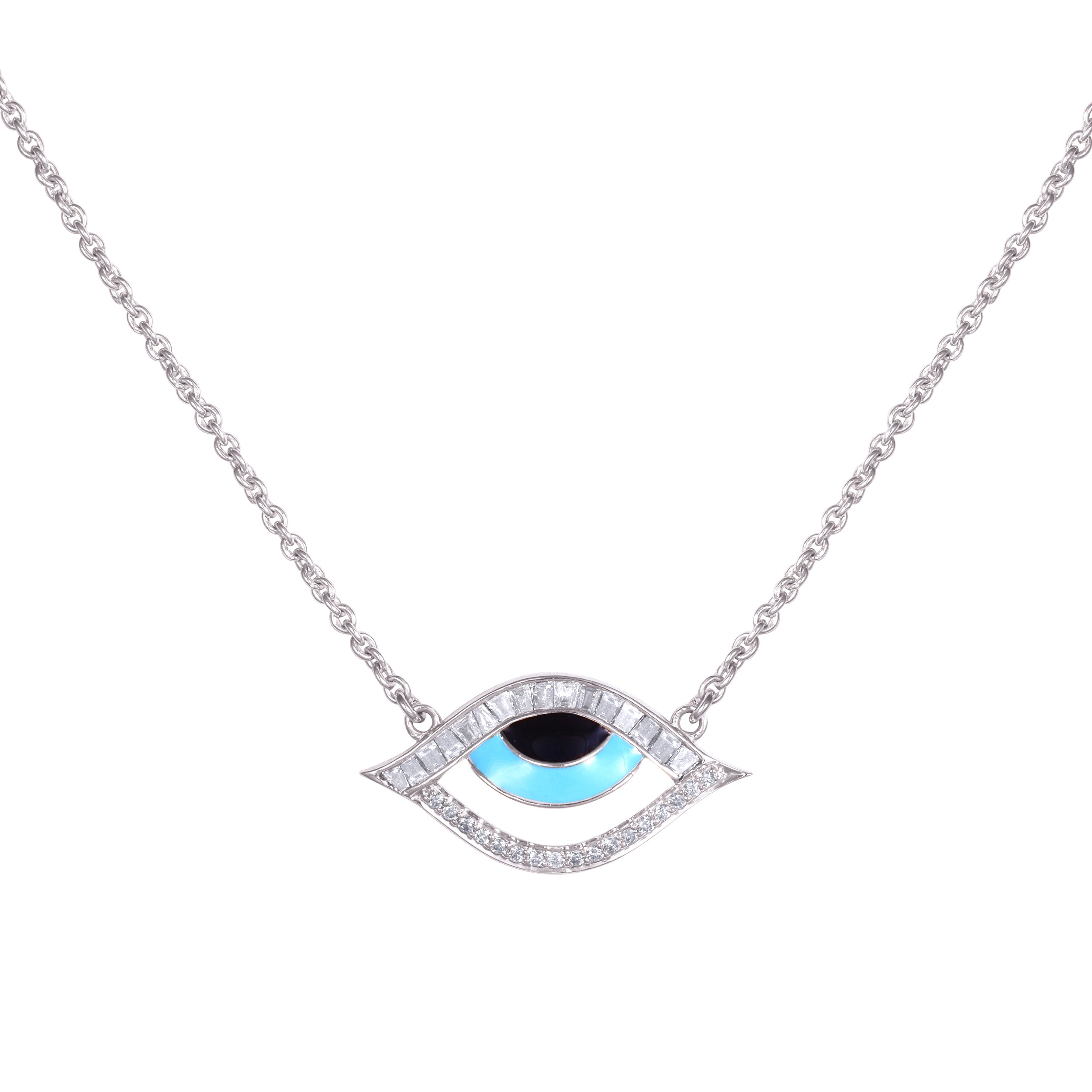 Marquise Enamel Evil Eye Diamond Chain Pendant