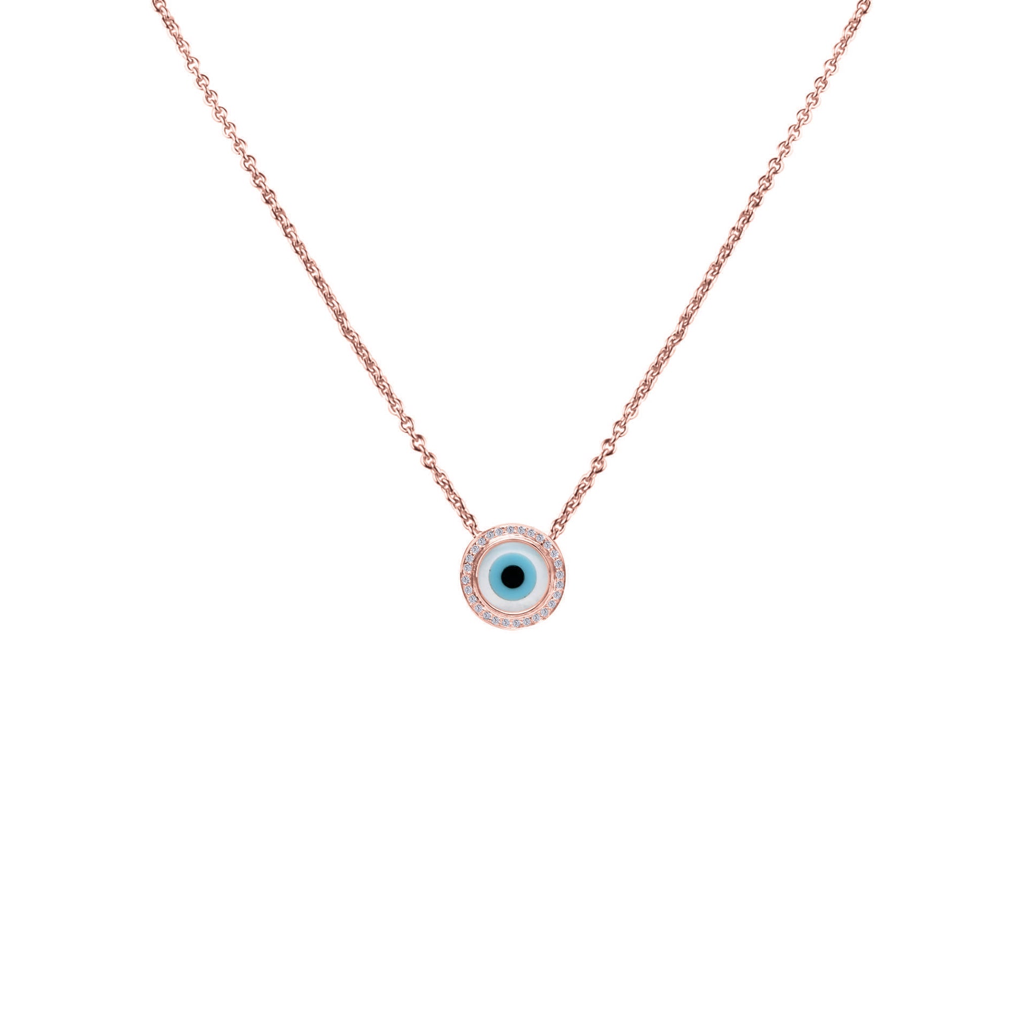 Small Round Evil Eye Diamond Chain Pendant