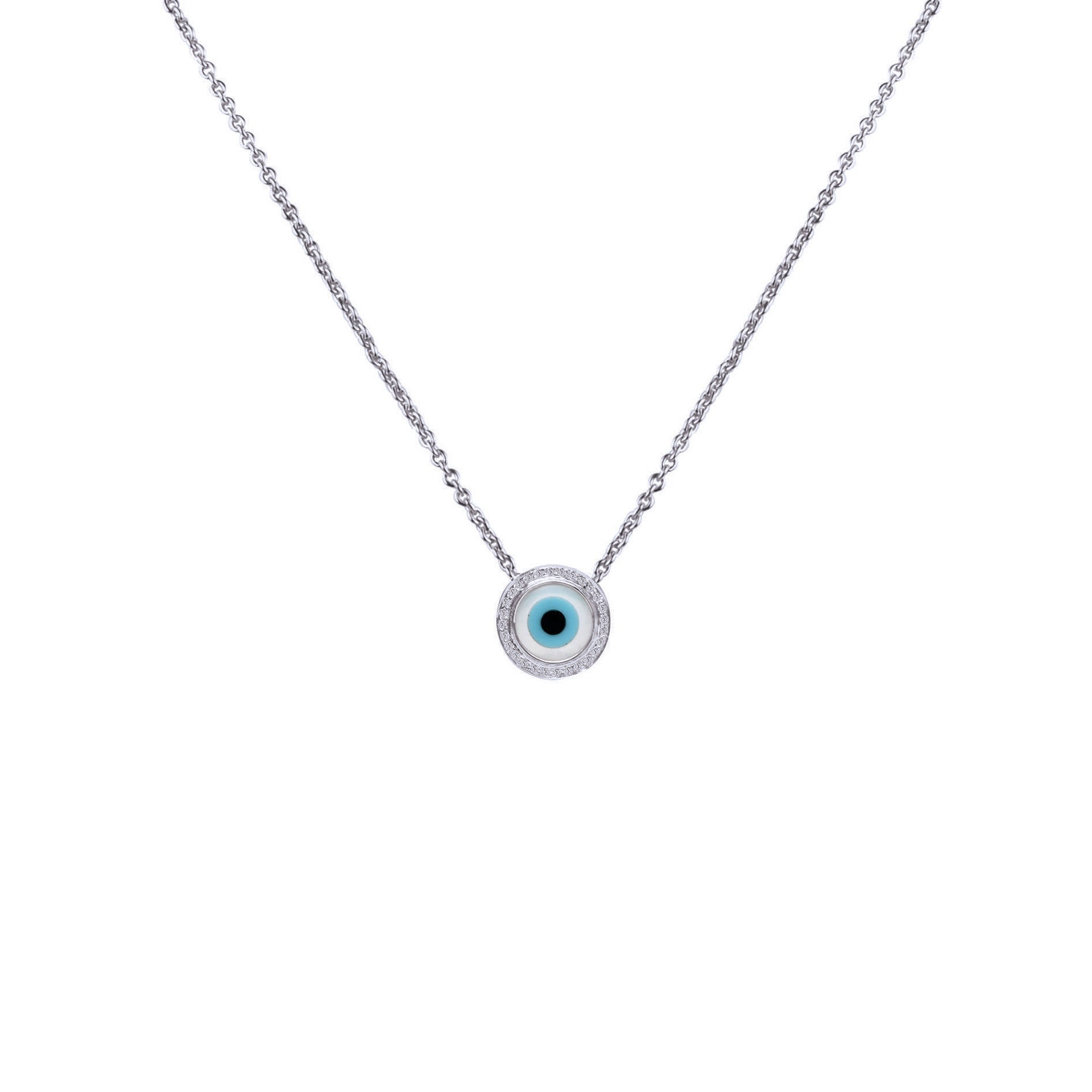 Small Round Evil Eye Diamond Chain Pendant