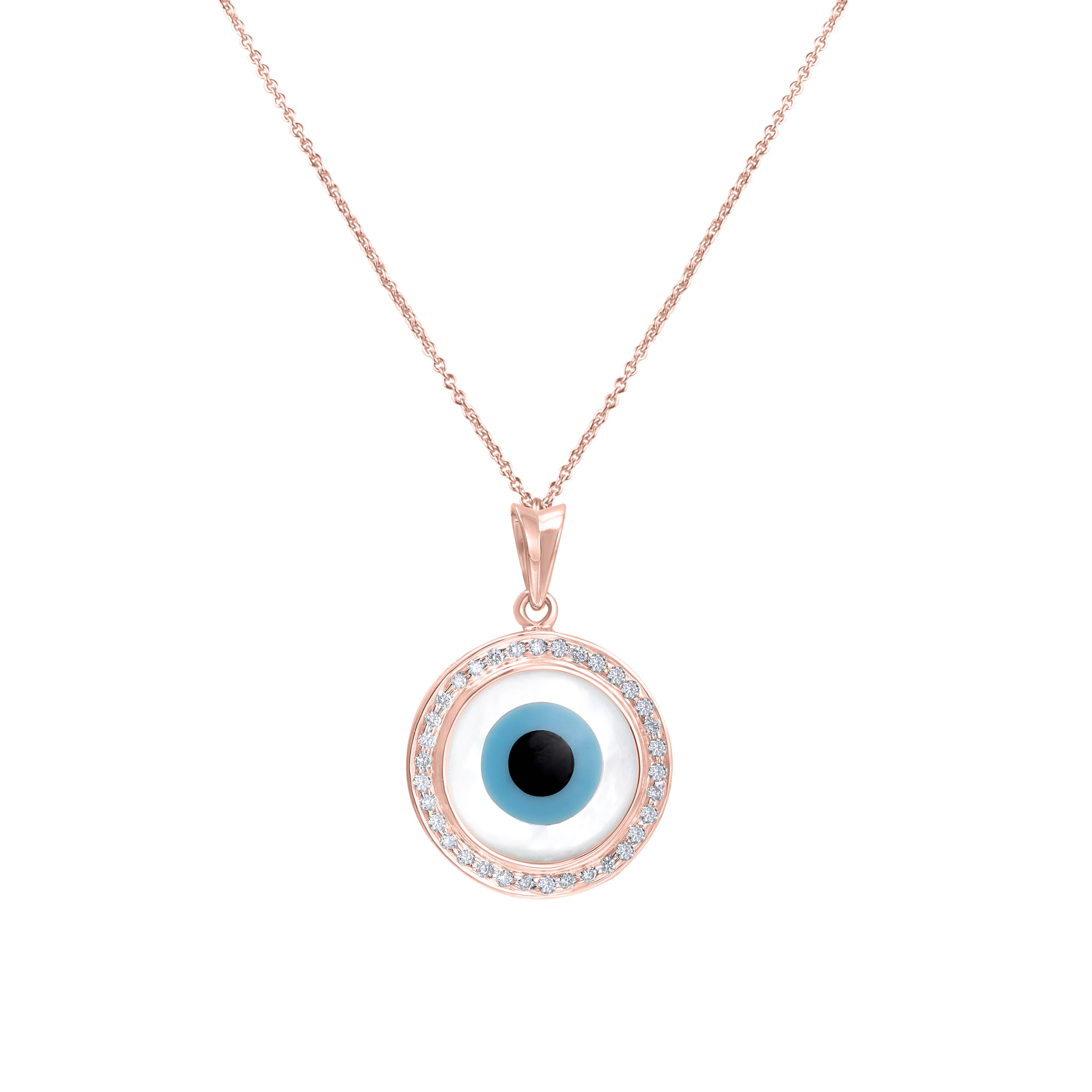 Round Evil Eye Diamond Chain Pendant