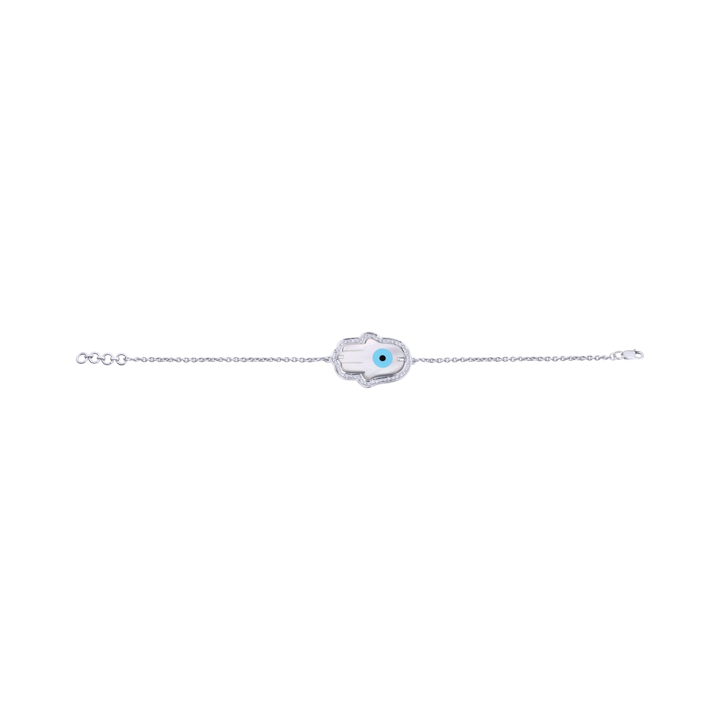 18K Gold-Plated Bracelet With Light Green Cubic Zirconia Eye And Hamsa