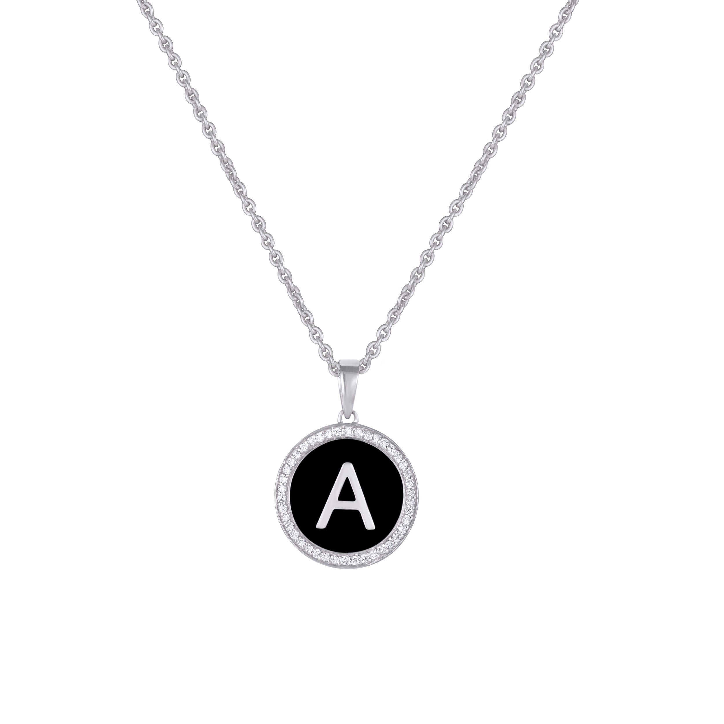 Personalised Black Enamel Diamond Chain Pendant