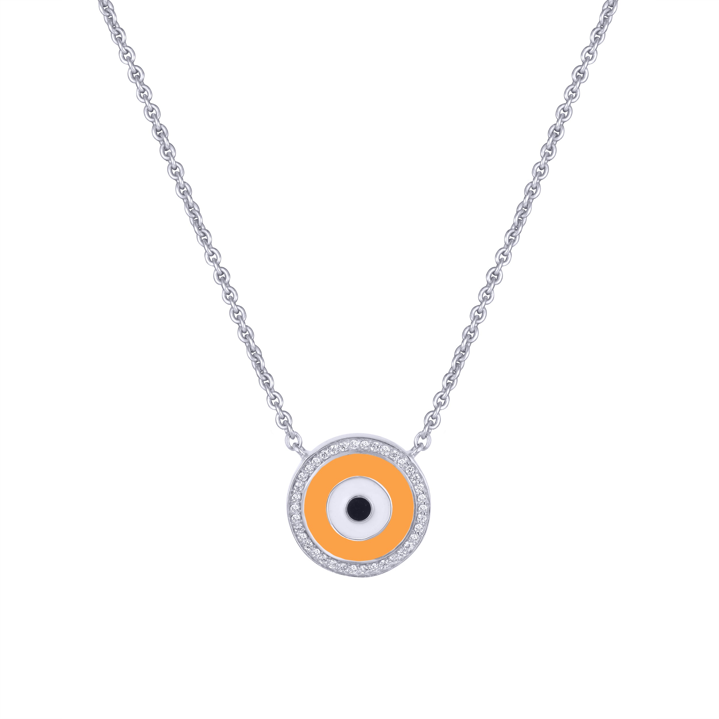 Enamel Evil Eye Diamond Chain Necklace