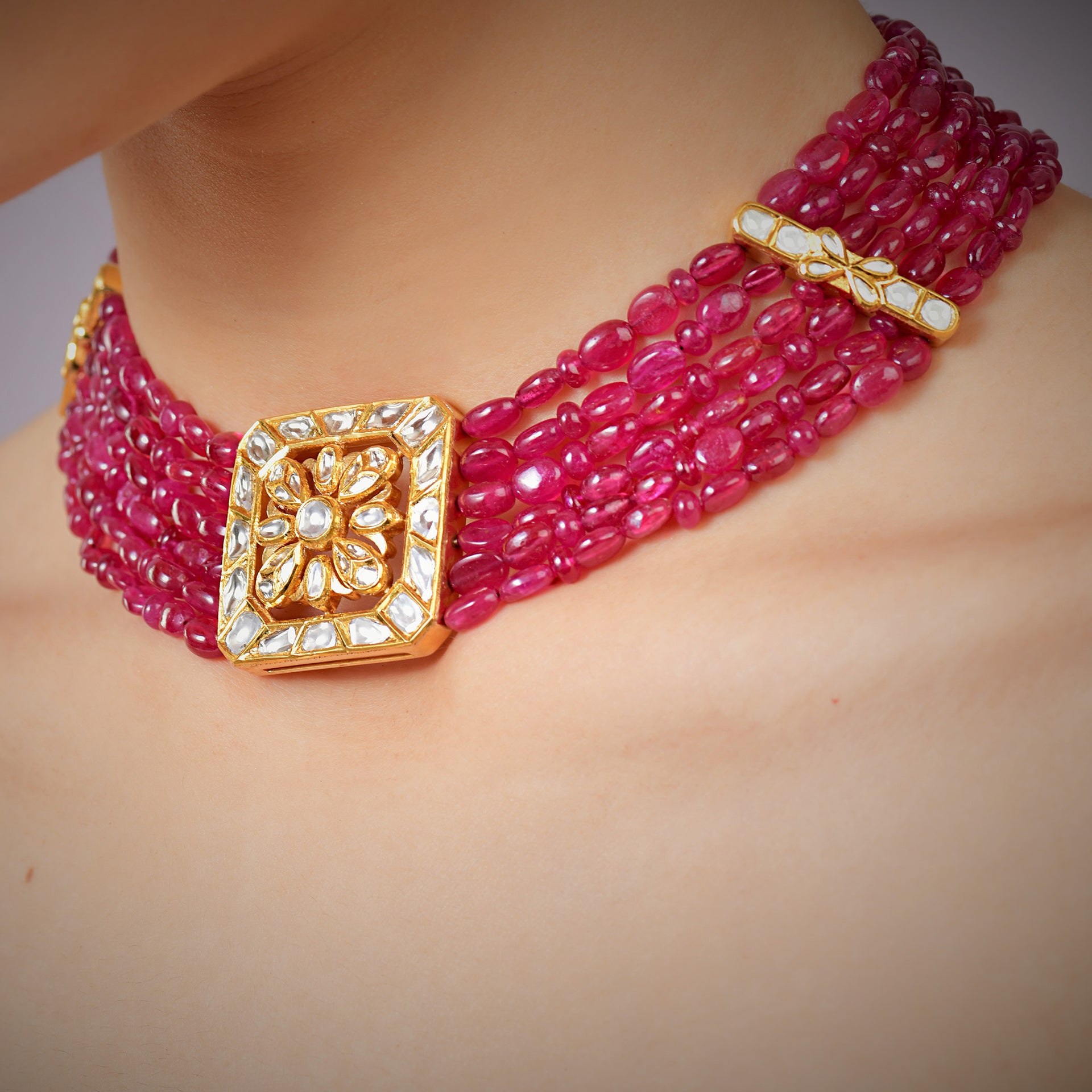 Uncut Diamond Ruby Bead Choker – KAJ Fine Jewellery