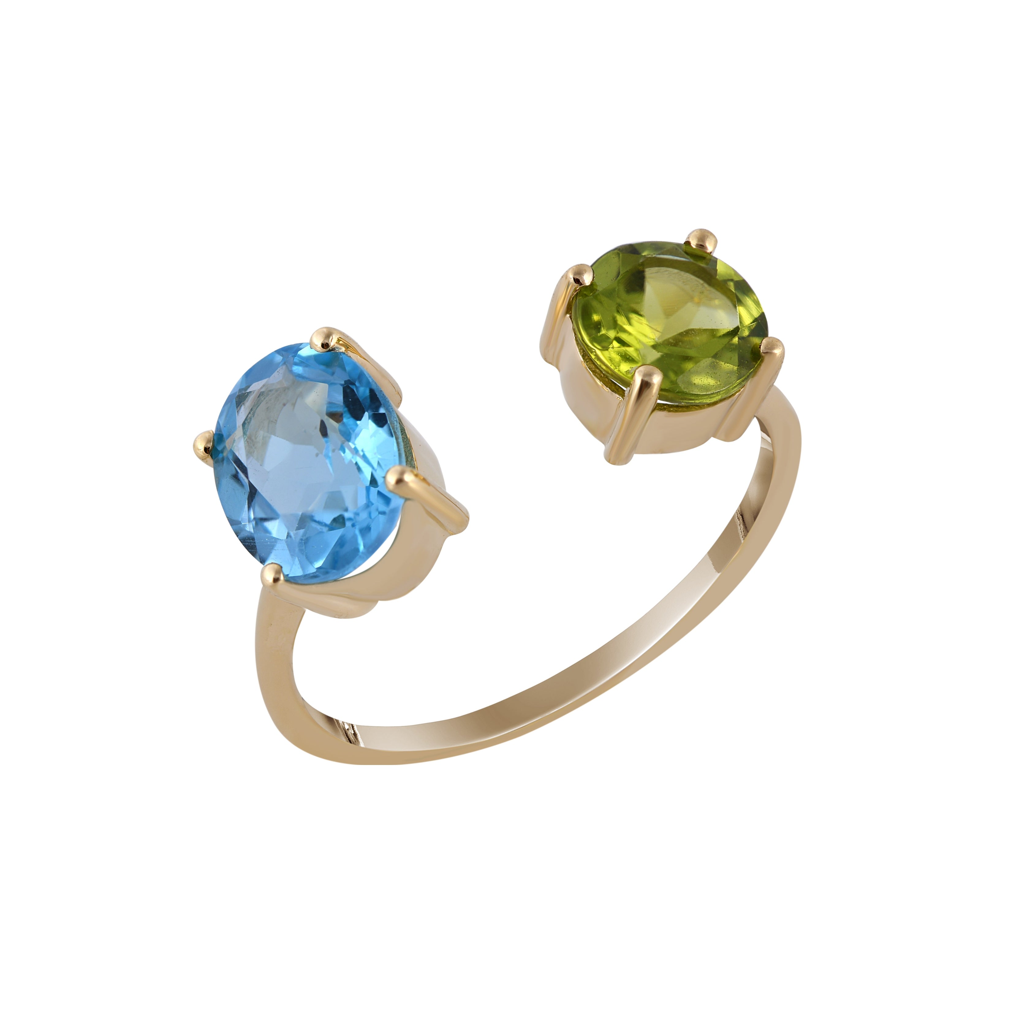 KAJ Blue Topaz and Peridot Ring