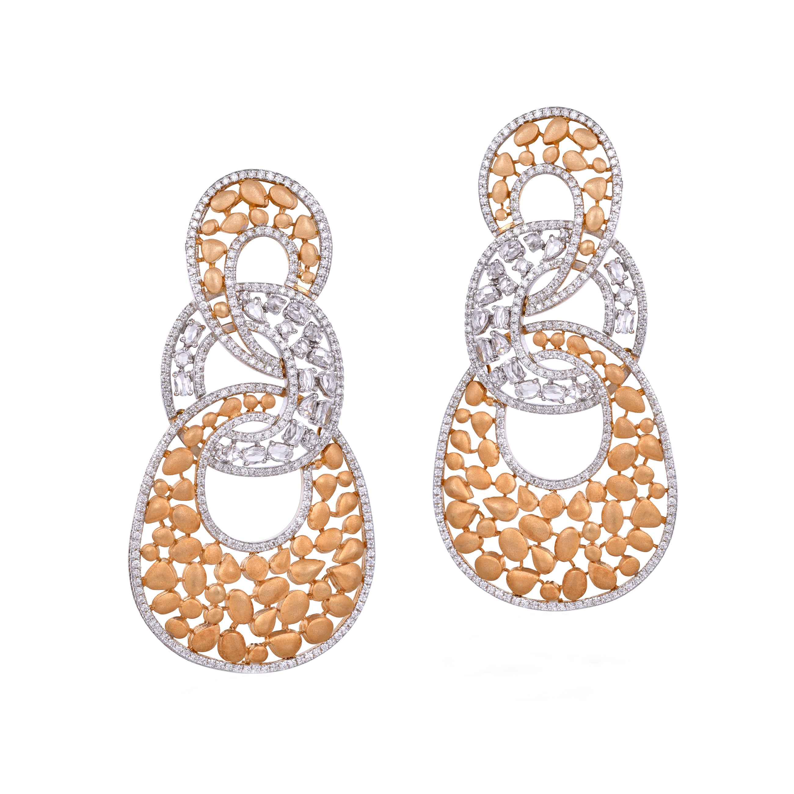 Buy Classy Circle Design Yellow Gold and Diamond Earrings Online | ORRA