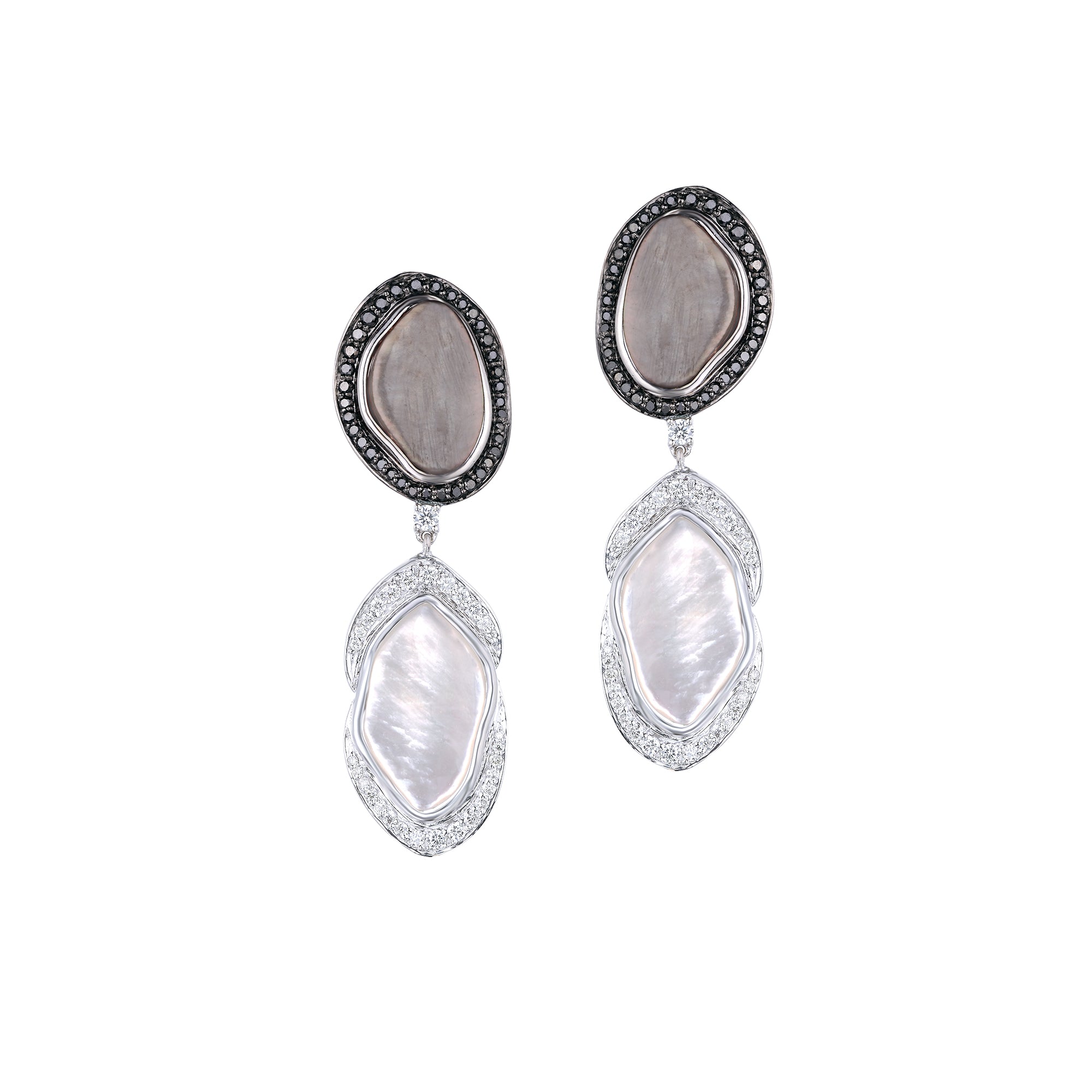 Grey and White Mother of Pearl Earrings