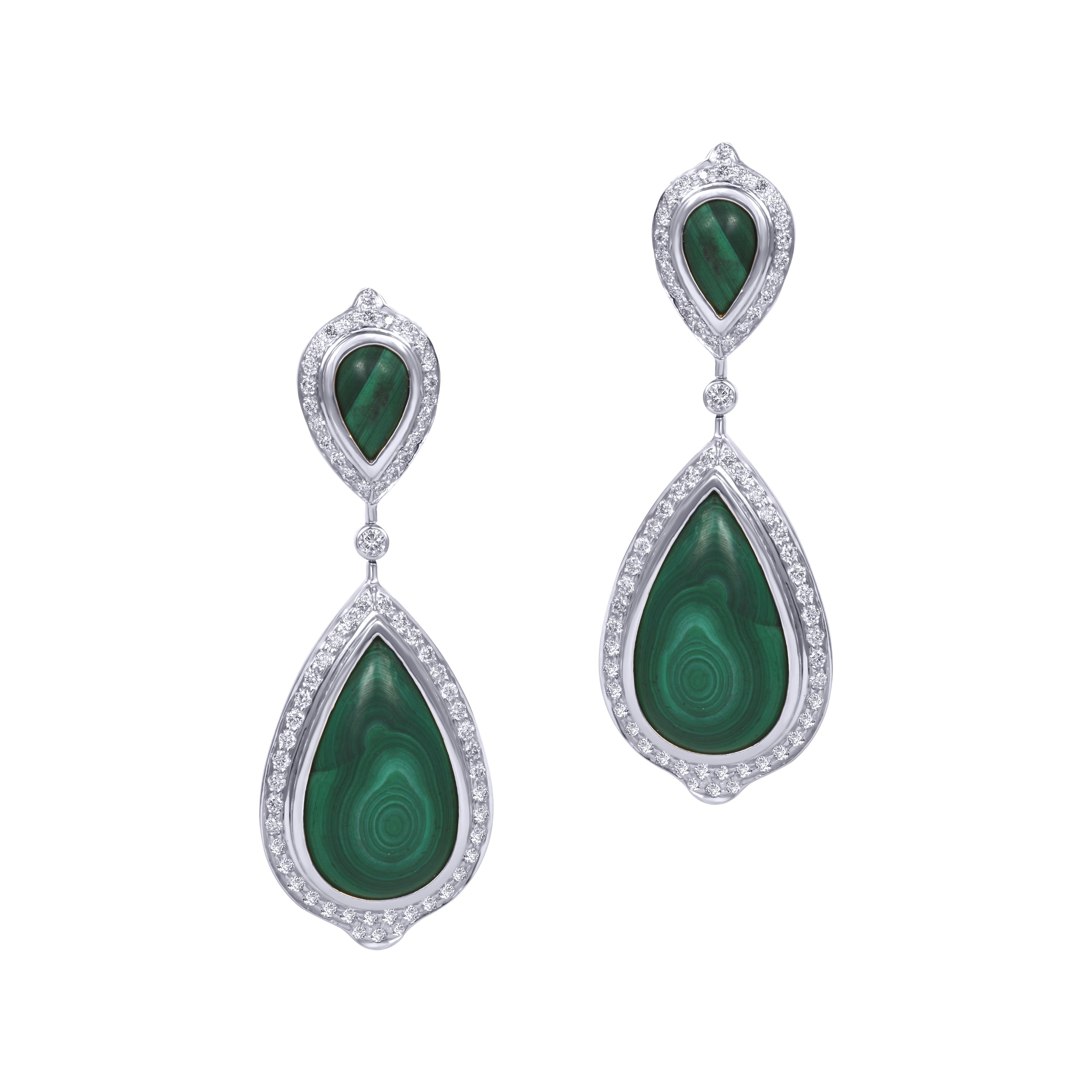 Malachite Diamond Earrings