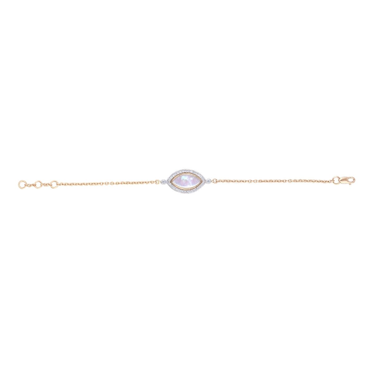 Small Marquise Mother of Pearl Inlay Diamond Bracelet