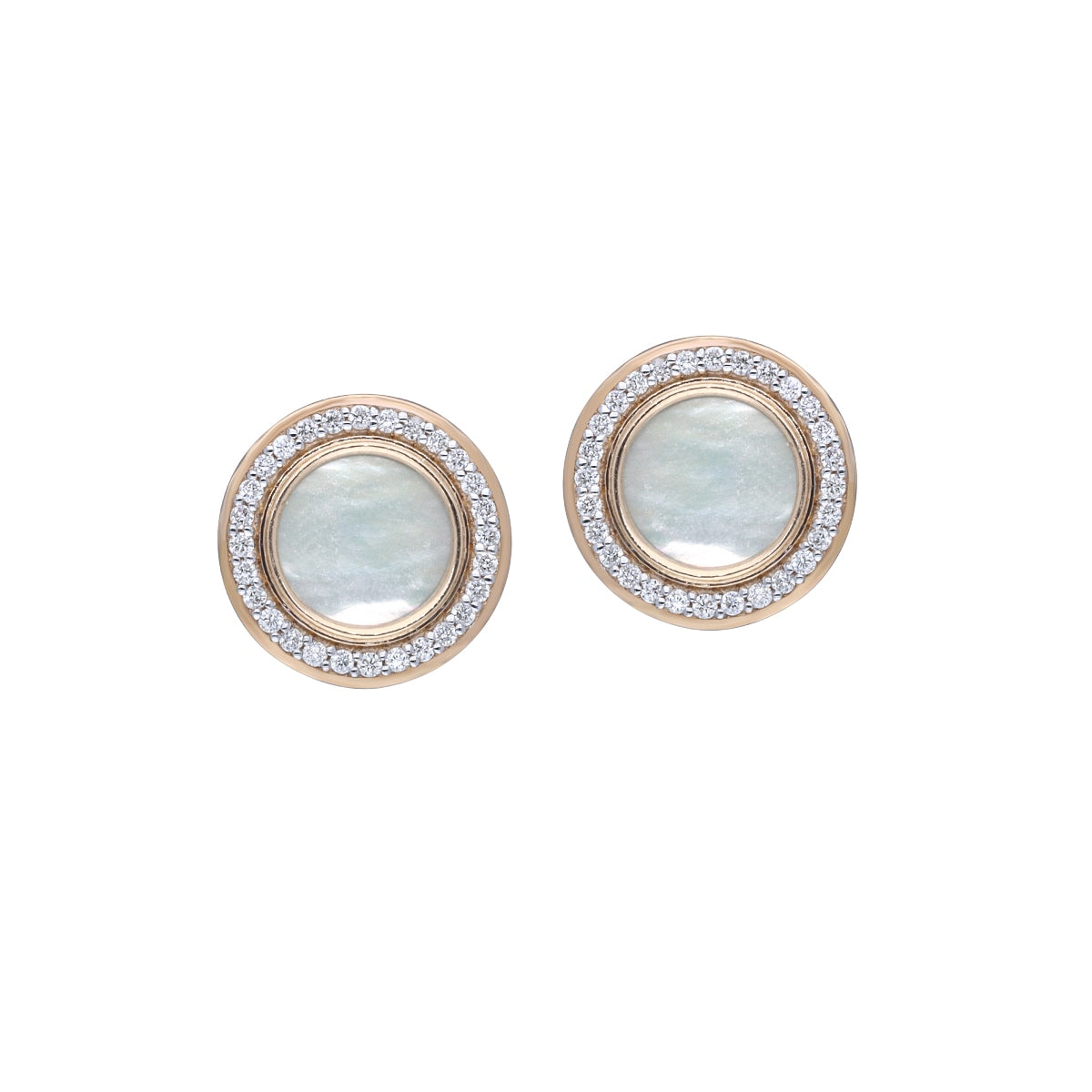 Mother of Pearl Diamond Studs