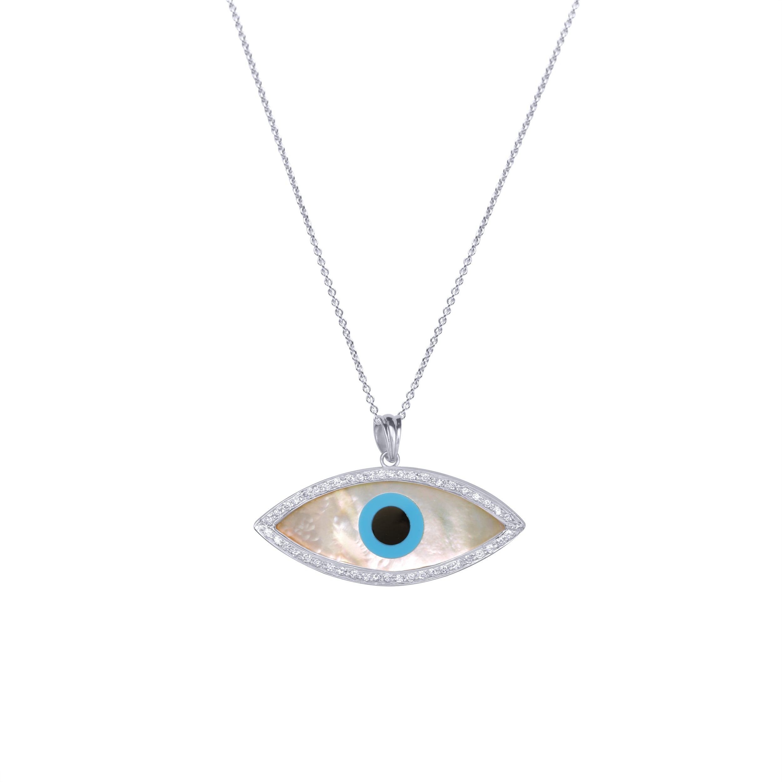 Classic Large Marquise Evil Eye Diamond Chain Pendant