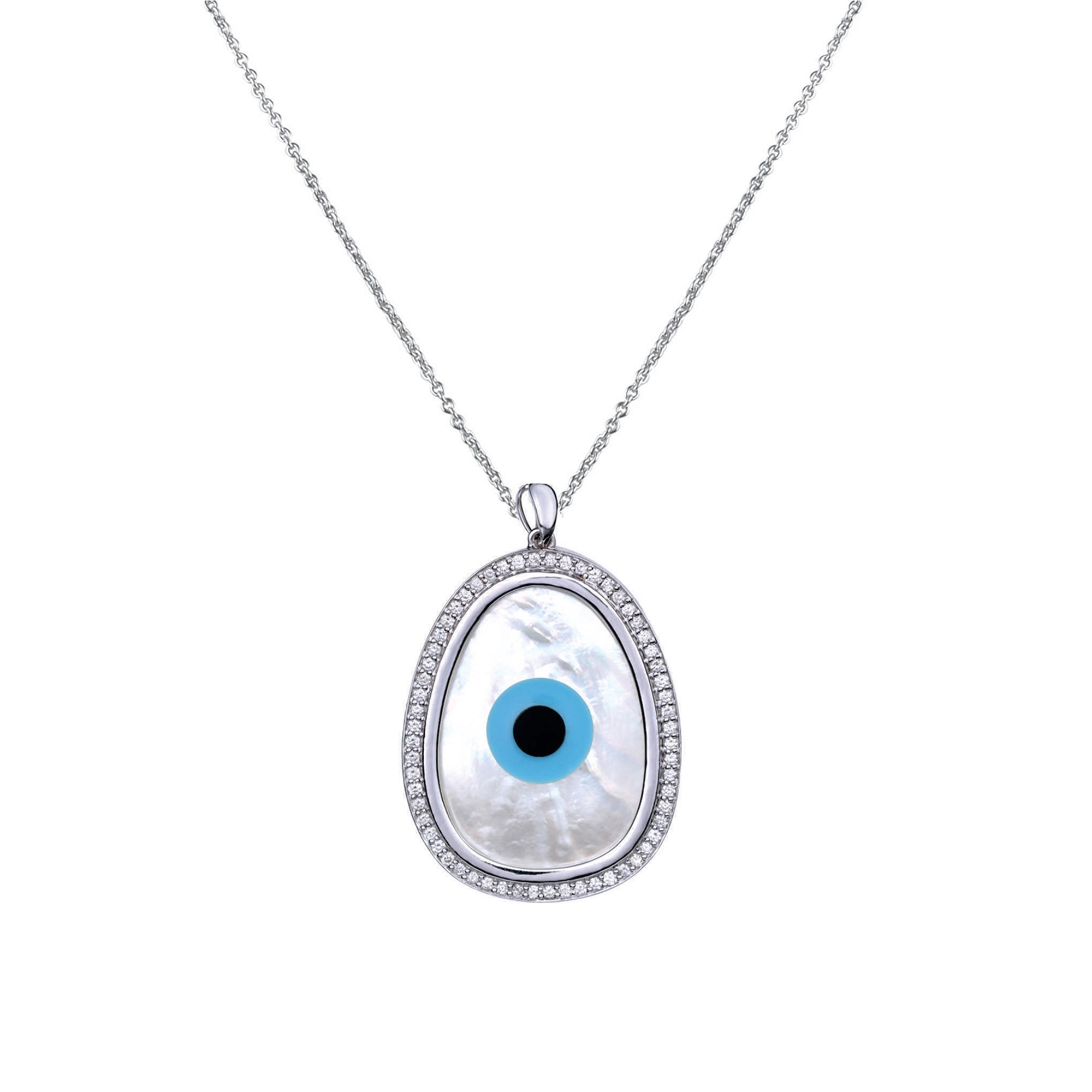Oblong Evil Eye Diamond Chain Pendant
