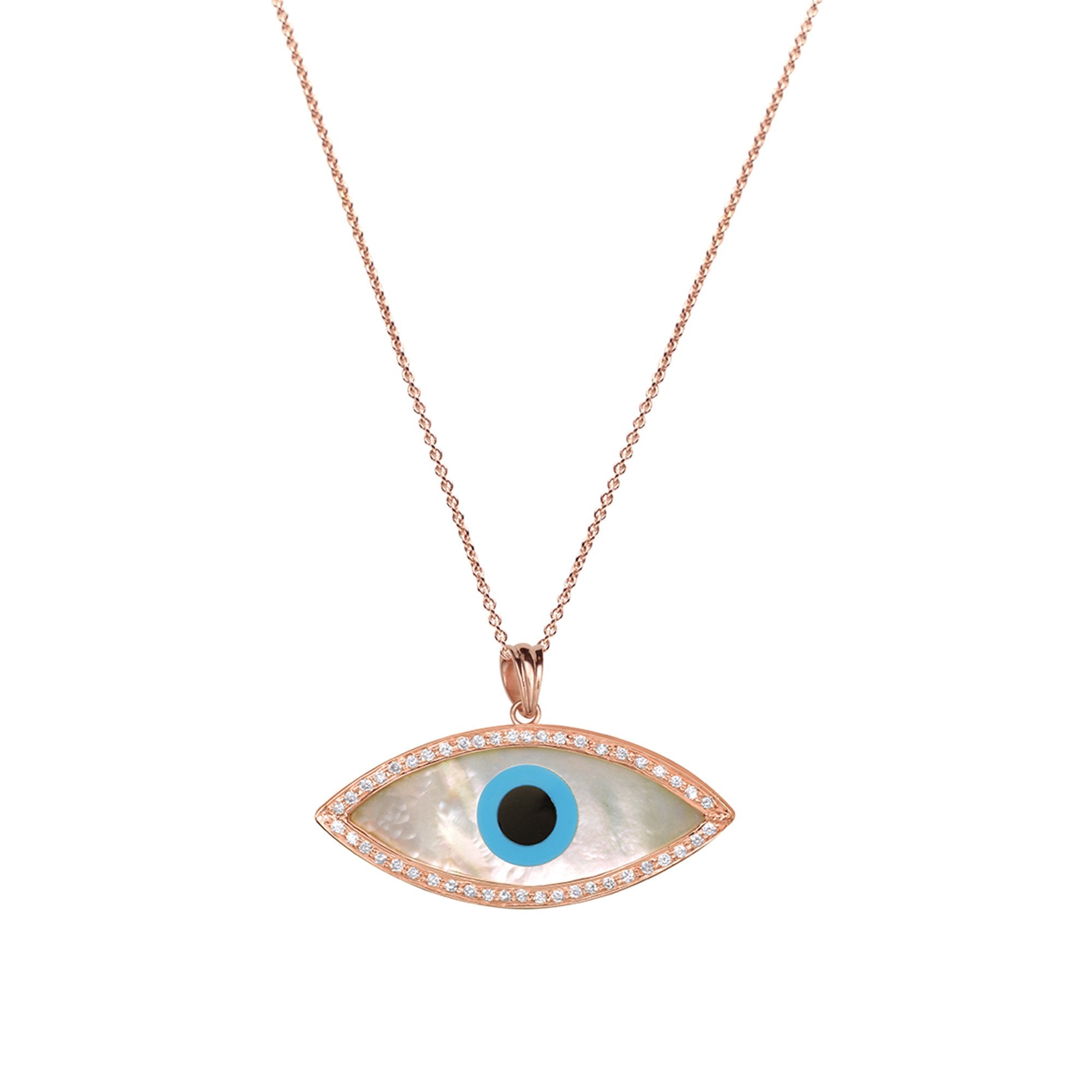 Classic Large Marquise Evil Eye Diamond Chain Pendant