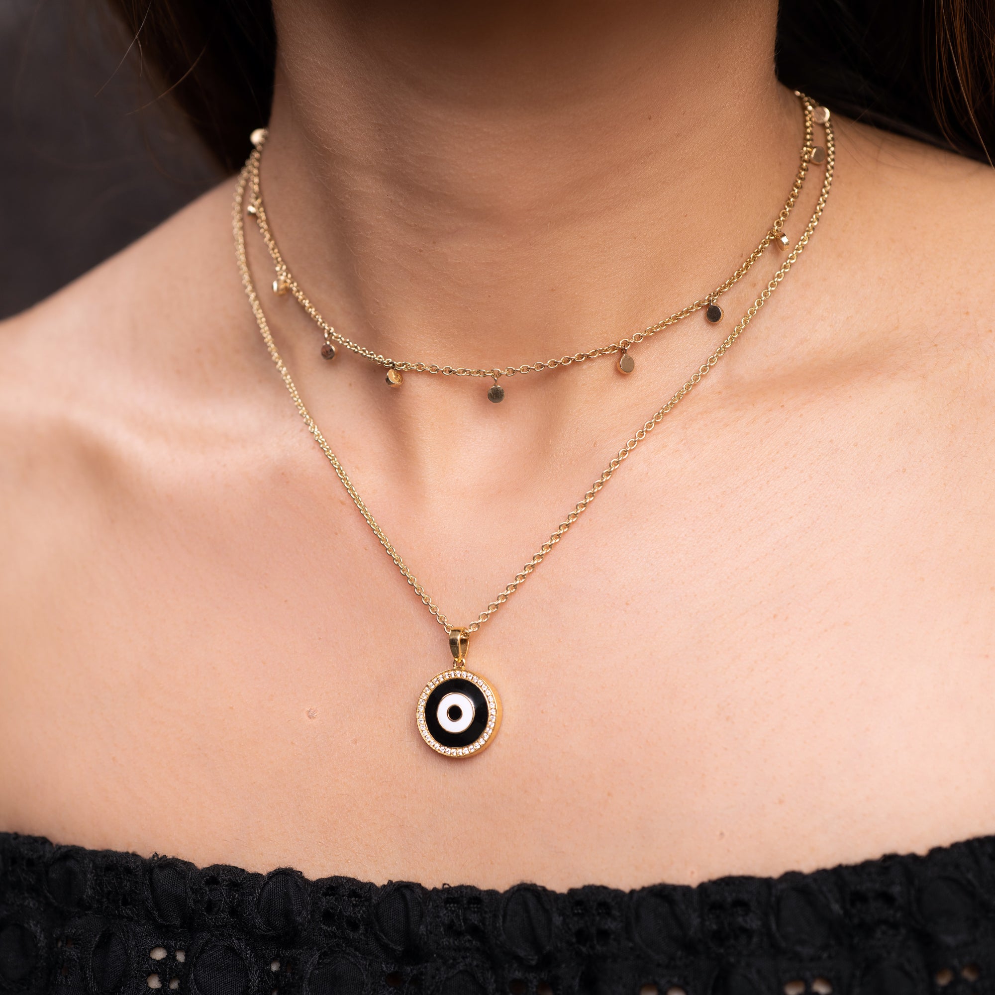 Enamel Evil Eye Diamond Chain Pendant – KAJ Fine Jewellery