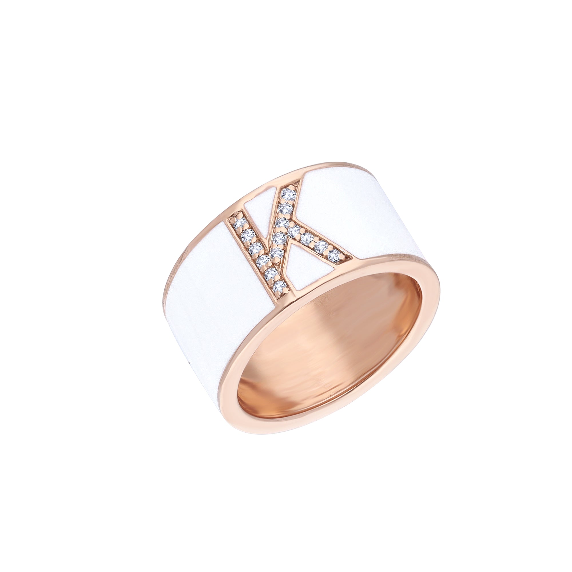 Personalised Off White Enamel Diamond Ring