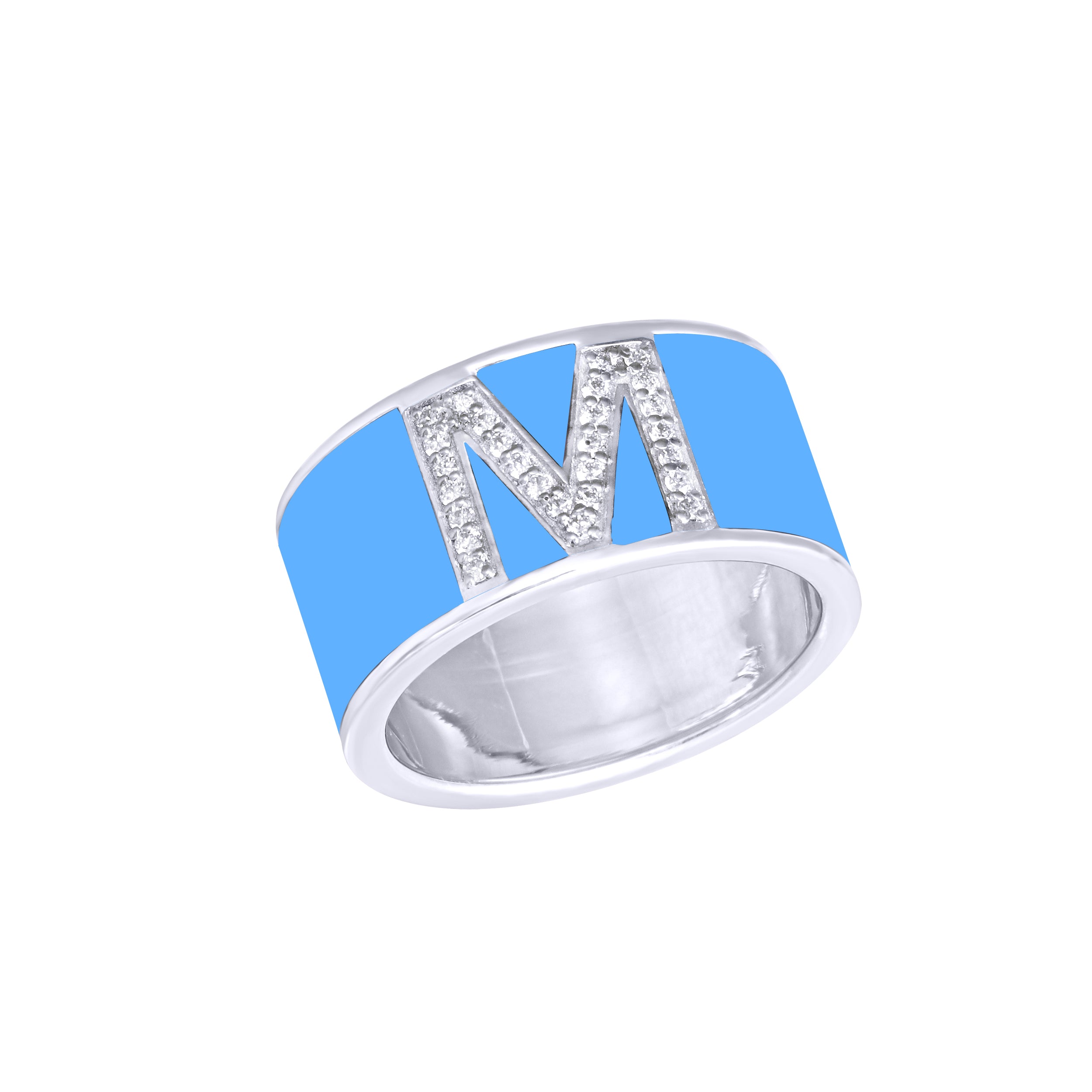Personalised Black Enamel Diamond Ring
