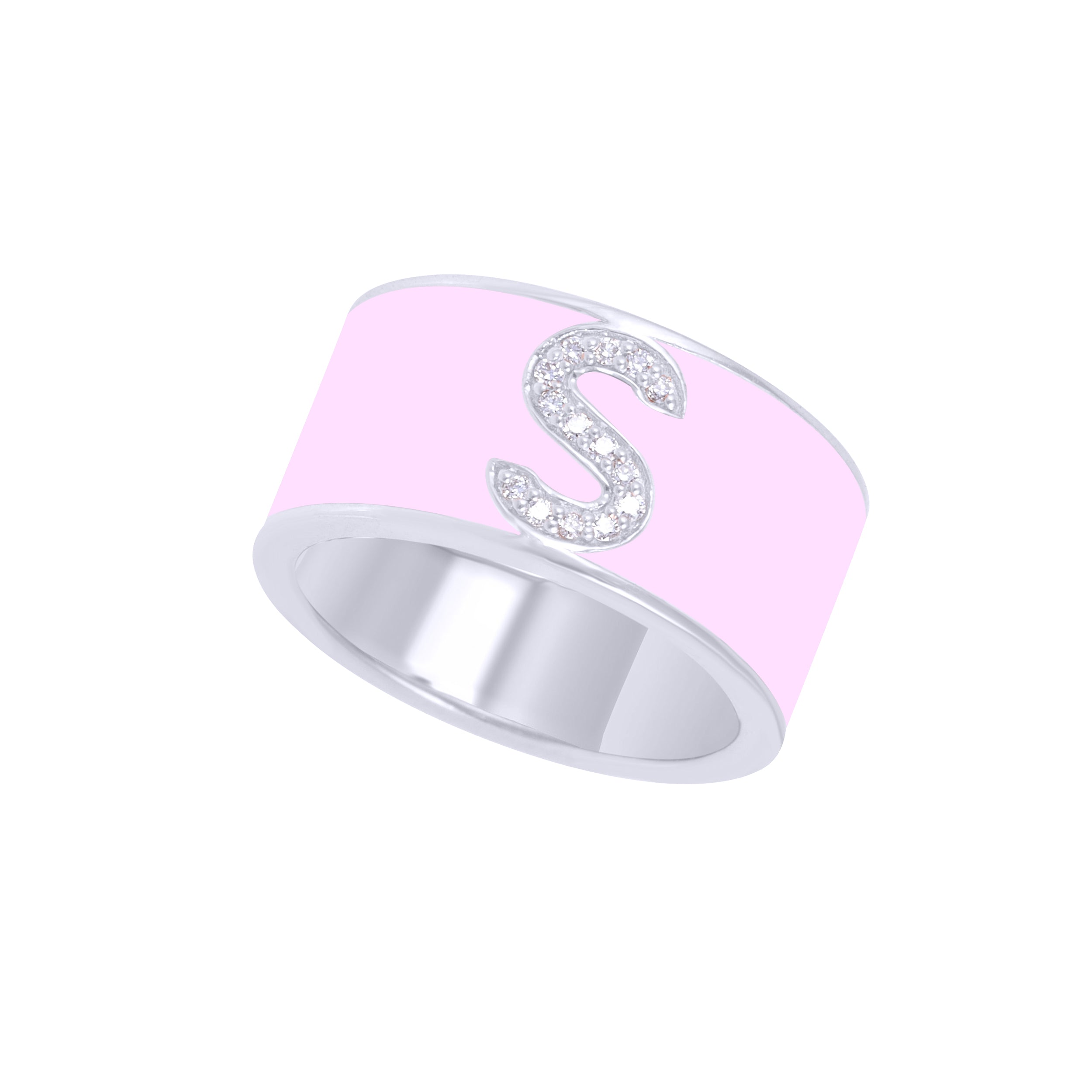 Personalised Enamel Diamond Ring