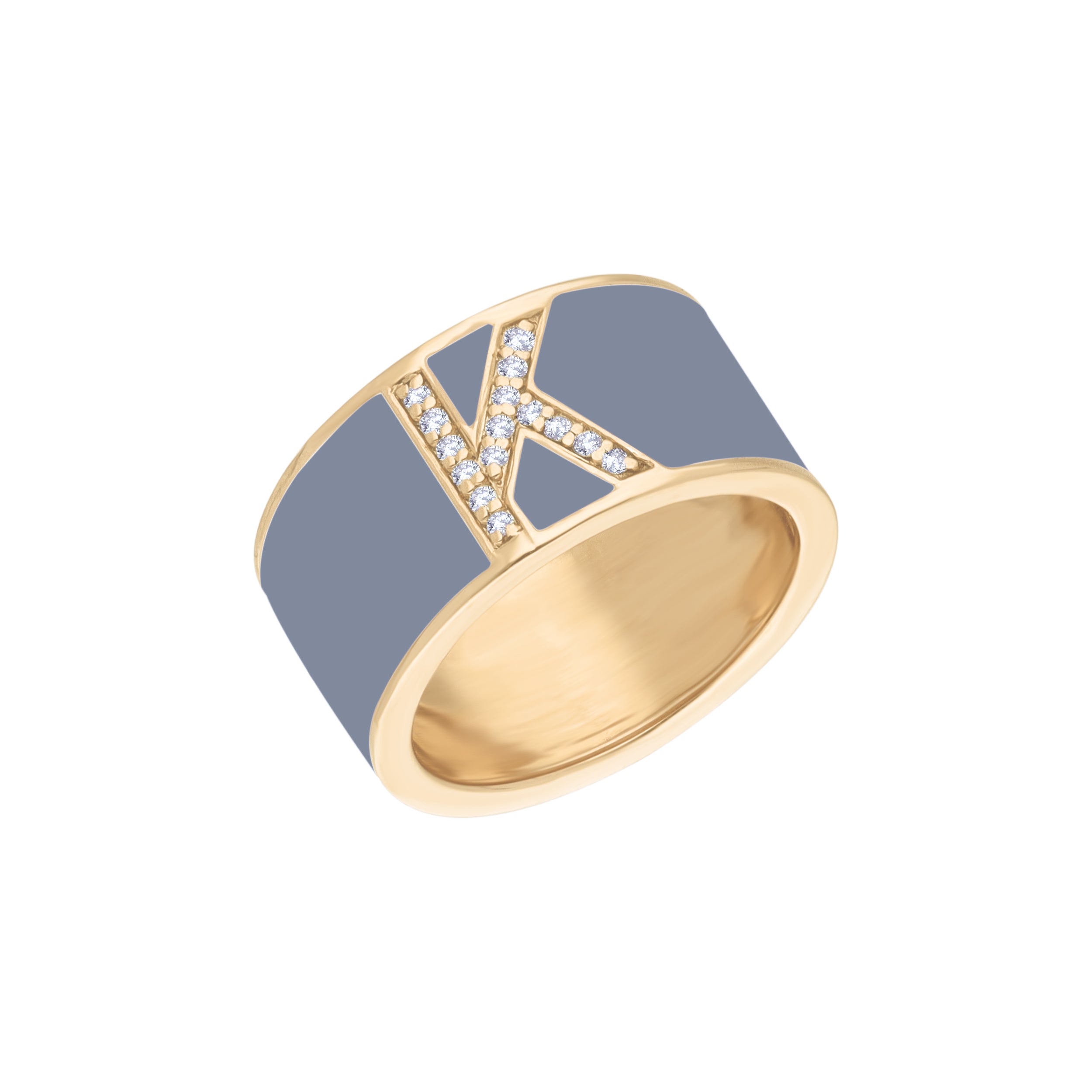 Personalised Off White Enamel Diamond Ring